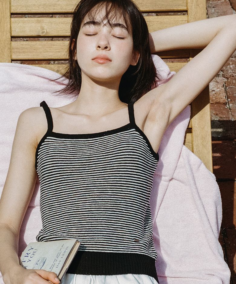 SEN STRIPE KNIT SLEEVELESS_BLACK