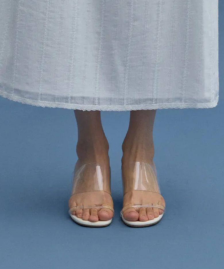 CLEAR WEDGE MULE (IVORY)