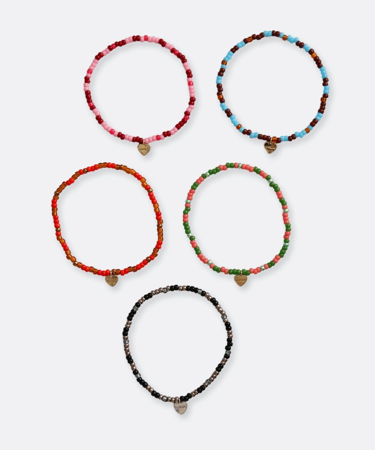 봉보(BONBEAU) Alba color mix layered beads Bracelet 하트 참 컬러 믹스 시드 비즈 팔찌