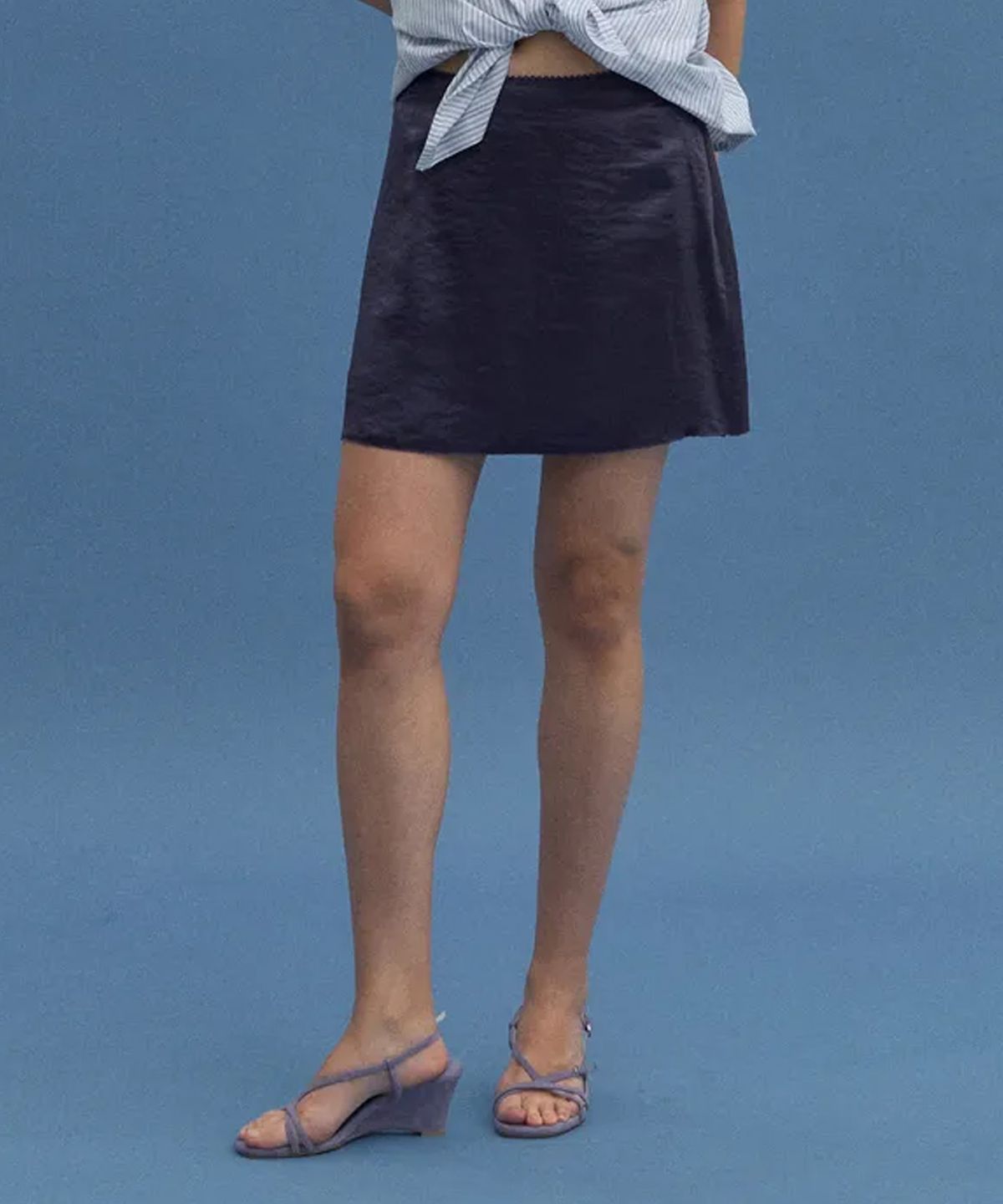 호와스(HOWUS) LACE SATIN SKIRT (SUMMER NAVY)