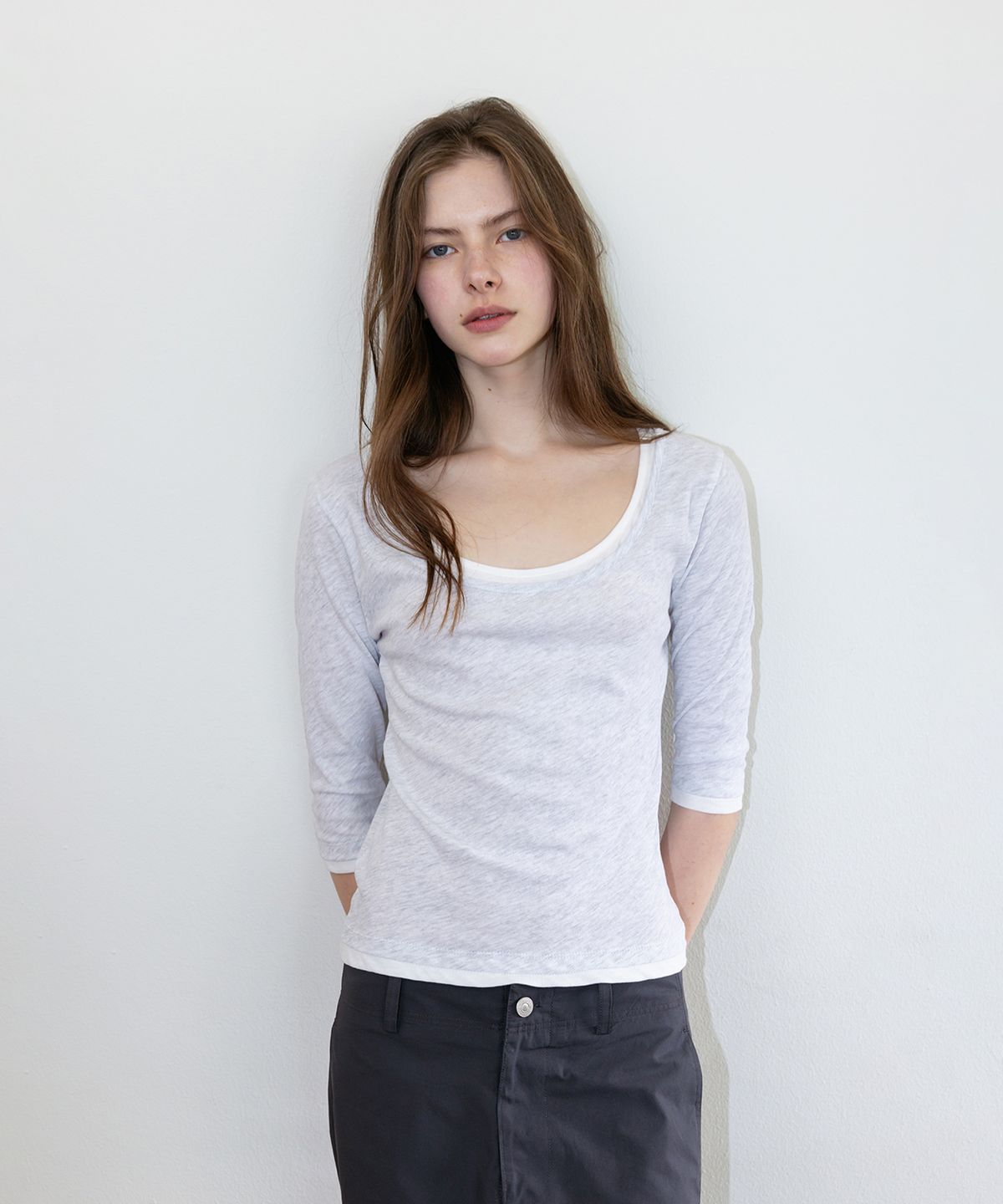 더 릴(THE LILLE) Double Layered Tee_Light Gray