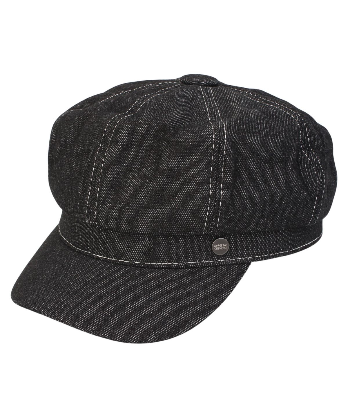 유니버셜 케미스트리(UNIVERSAL CHEMISTRY) Black Denim Logo Newsboy Cap 뉴스보이캡