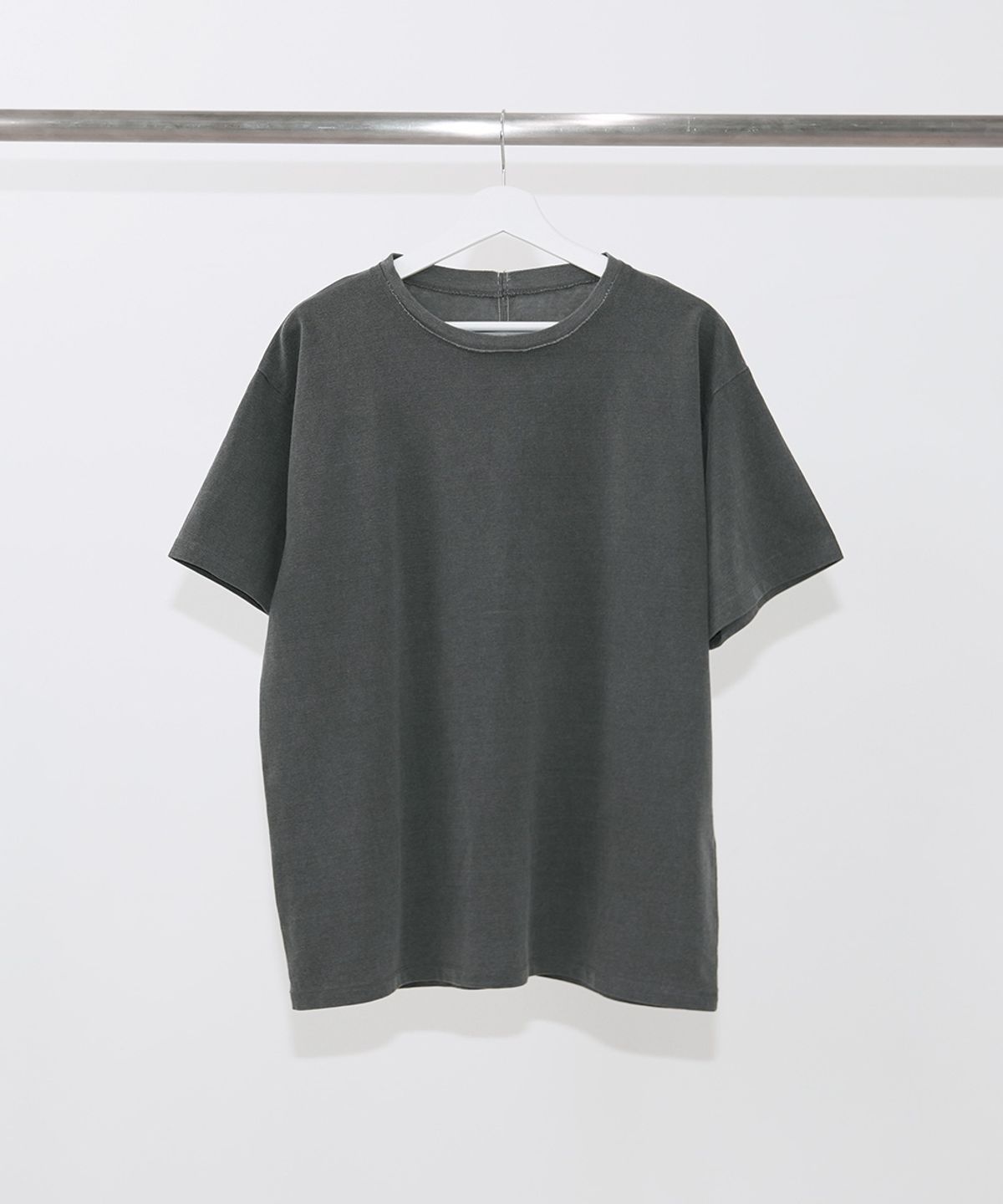 이티씨이(ETCE) (BASE) WASHED RAW-CUT T-SHIRT (CHARCOAL)