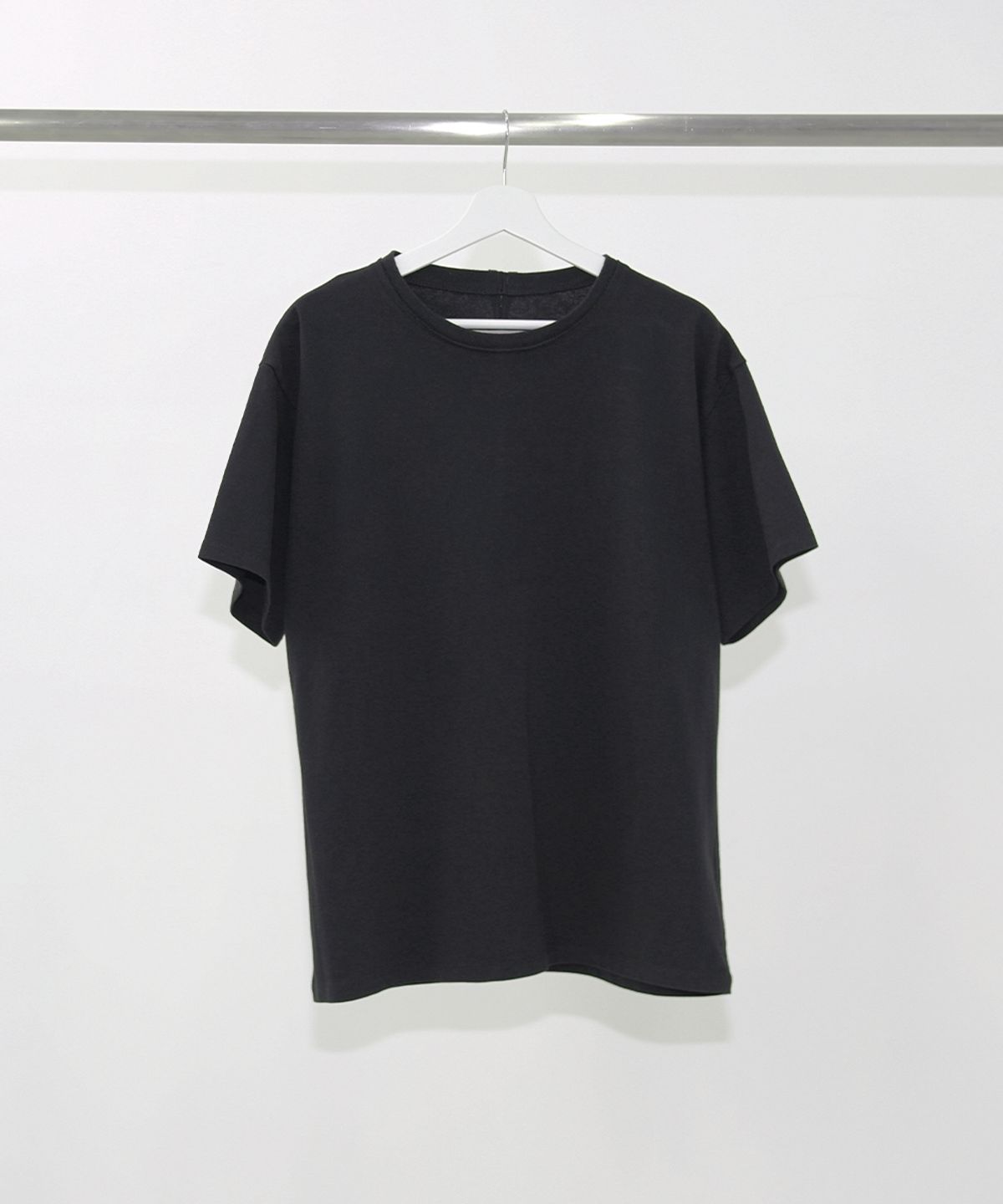 이티씨이(ETCE) (BASE) WASHED RAW-CUT T-SHIRT (BLACK)