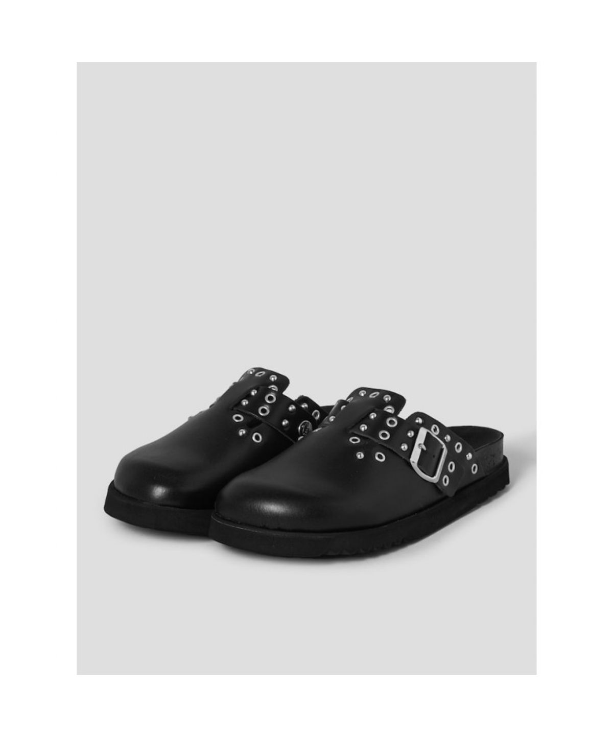 숄(SCHOLL) (WOMEN) 스터드 레더 코르크 크로그  블랙 (HH64K2C715)