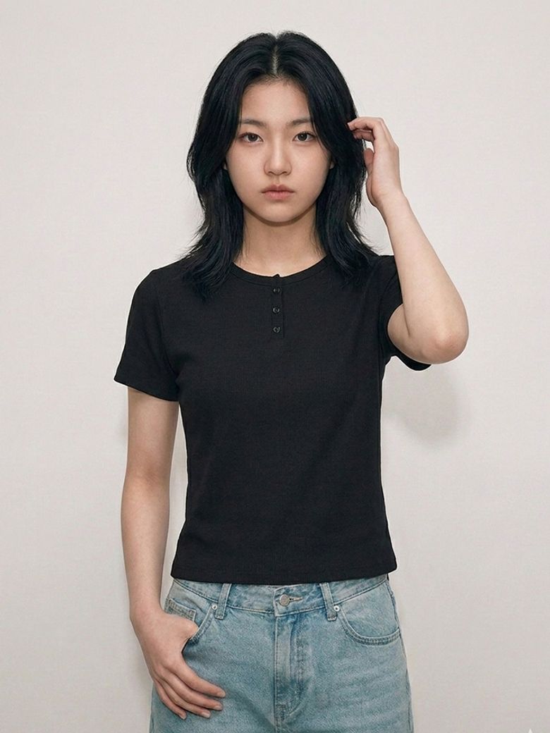 틴즈 여아 슬림핏 웨일 헨리넥 반팔 티셔츠_100(14570-131-419-05)