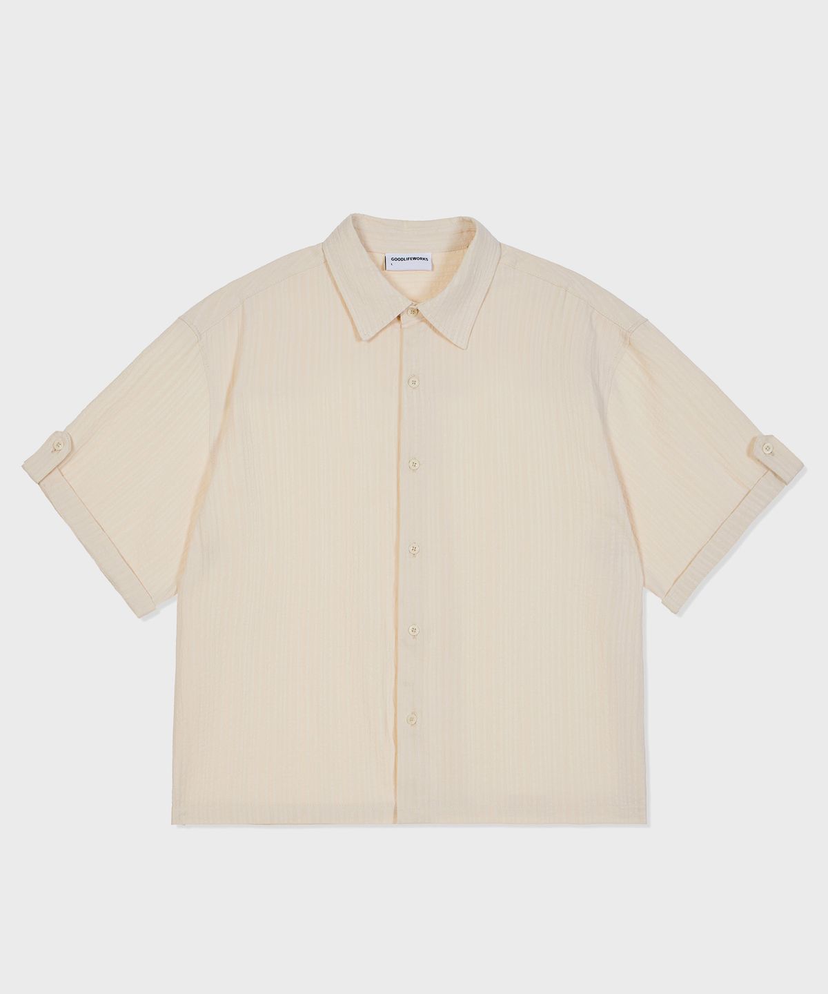굿라이프웍스(GLW) [unisex] 롤업 시어서커 크롭 셔츠 크림
