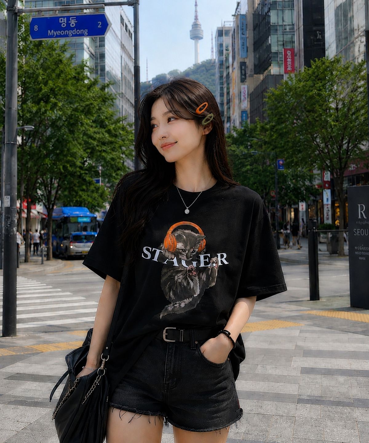 스테이지알(STAGE.R) 대롱이  반팔 티셔츠 [블랙]