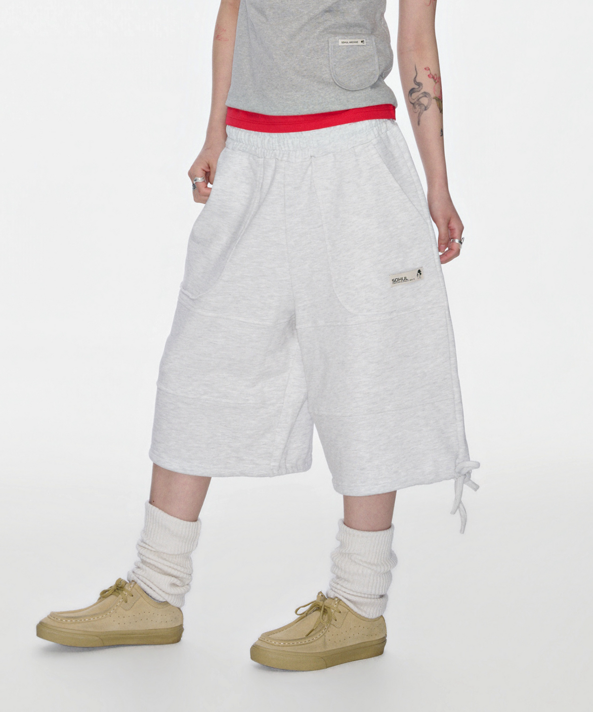 소흘(SOHUL) Panel Shorts (화이트 멜란지)
