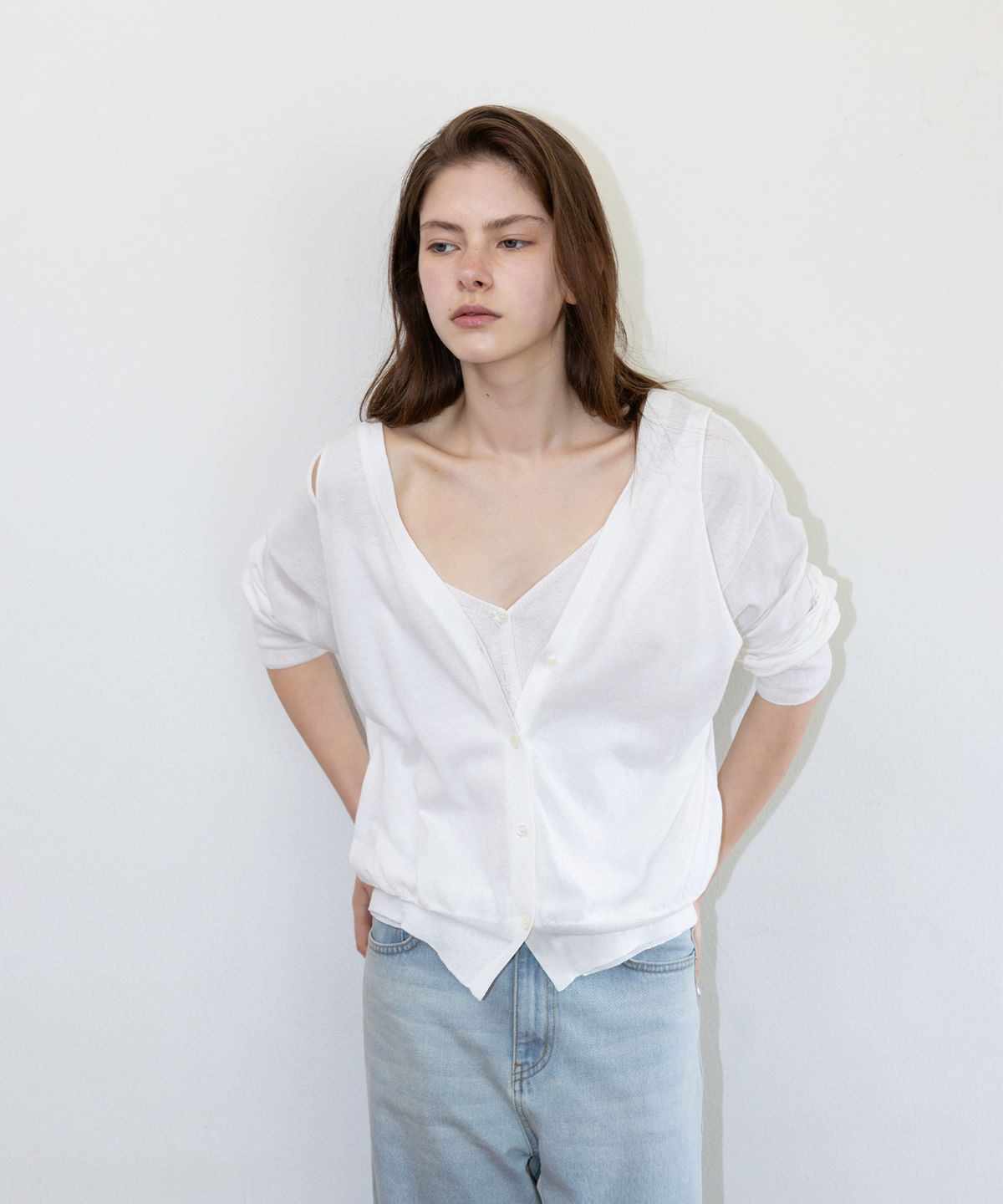 더 릴(THE LILLE) Even Layered Cardigan_Ivory