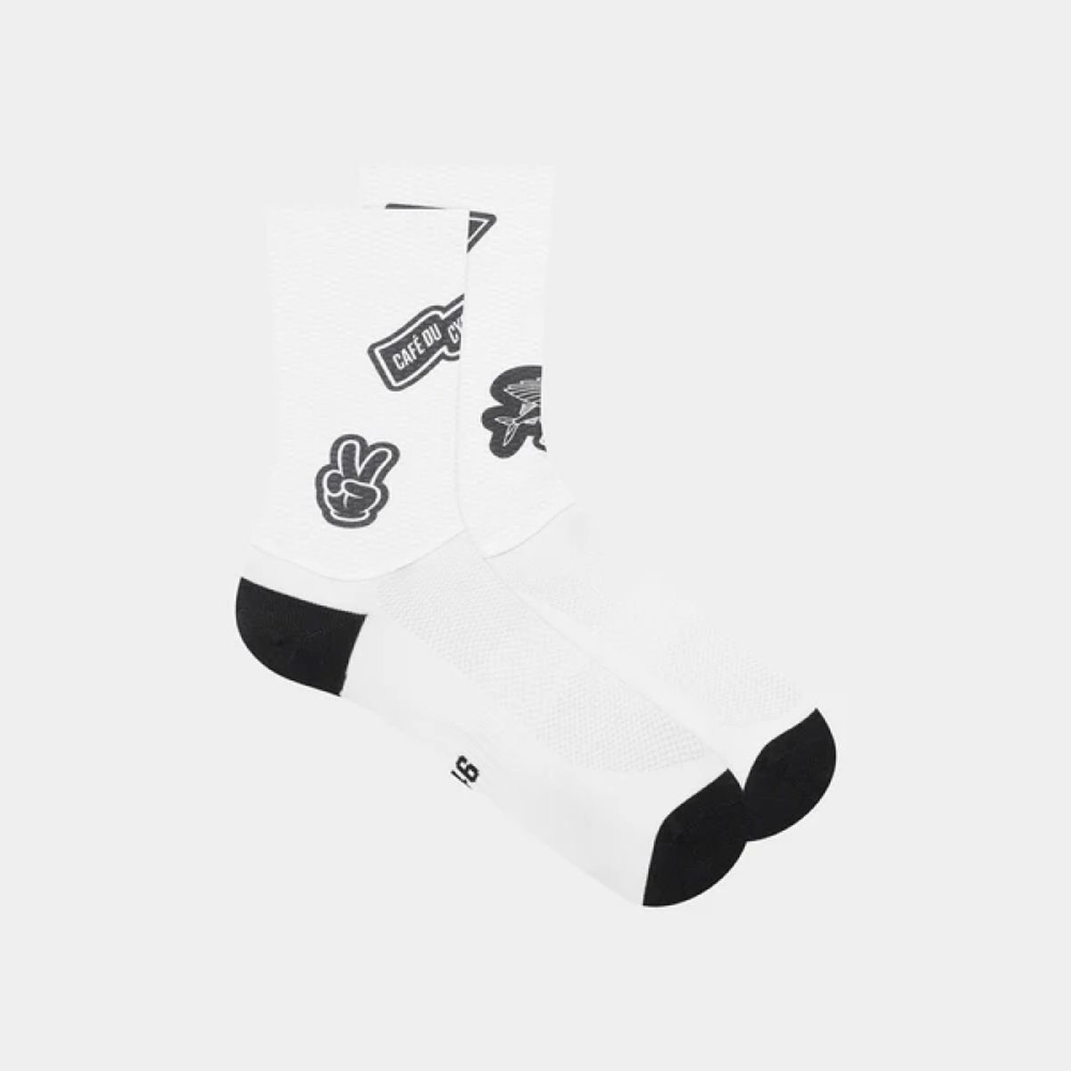 카페 드 사이클리스트(CAFE DU CYCLISTE) 에어로 삭스 양말 스티커 블랙 온 화이트 공용