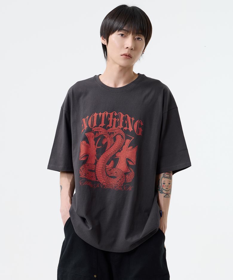 SNAKE GRAPHIC TEE_charcoal