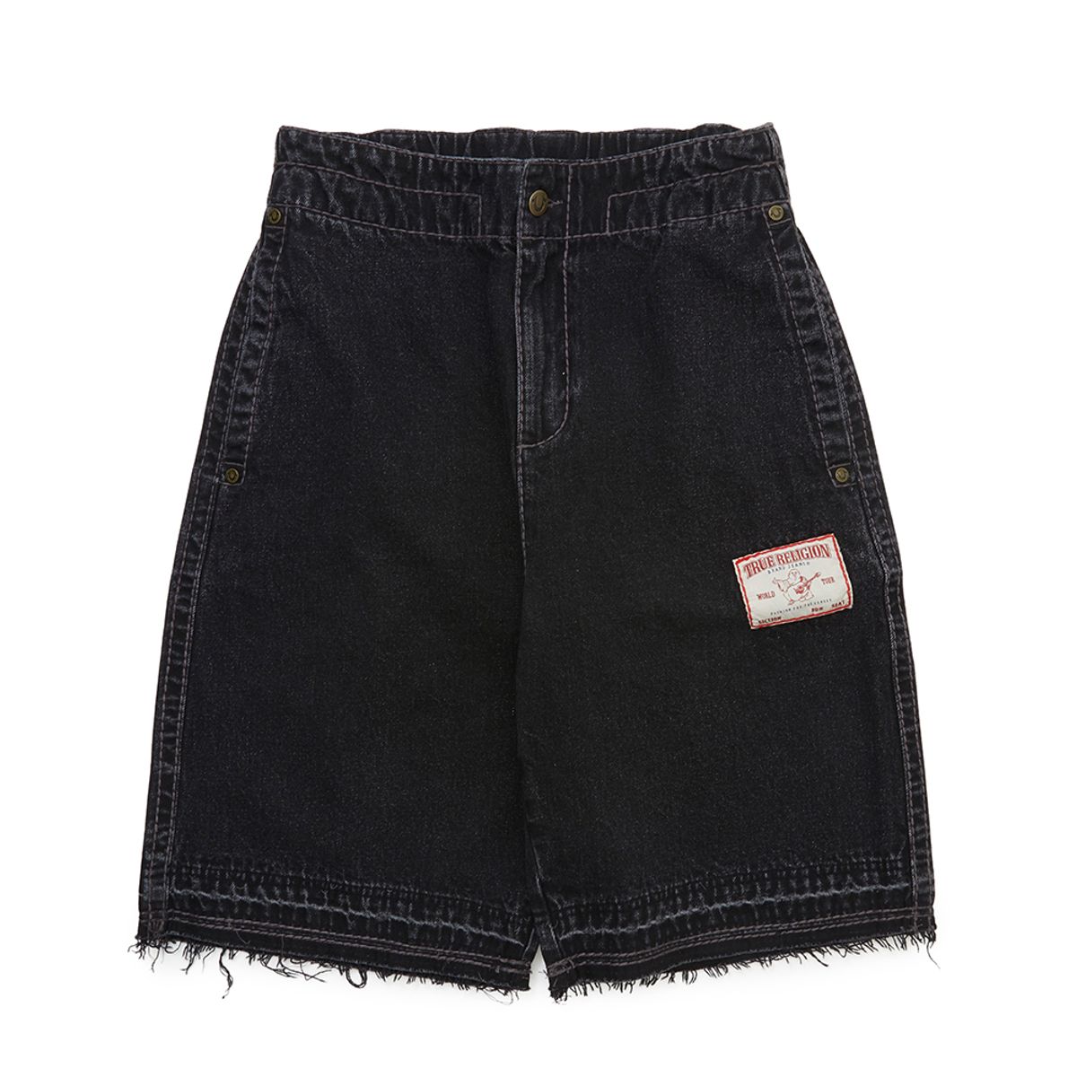 트루릴리젼(TRUERELIGION) DOUBLE POCKET WIDE DENIM SHORTS_WASHED BLACK