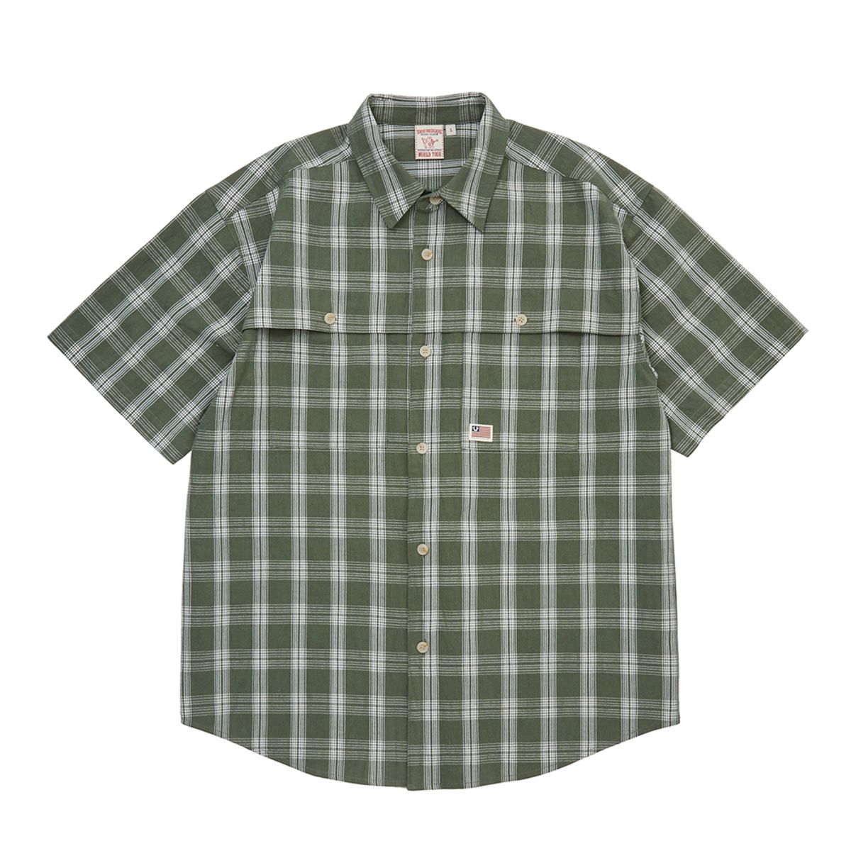트루릴리젼(TRUERELIGION) SHADOW CHECK HALF SHIRT_GREEN