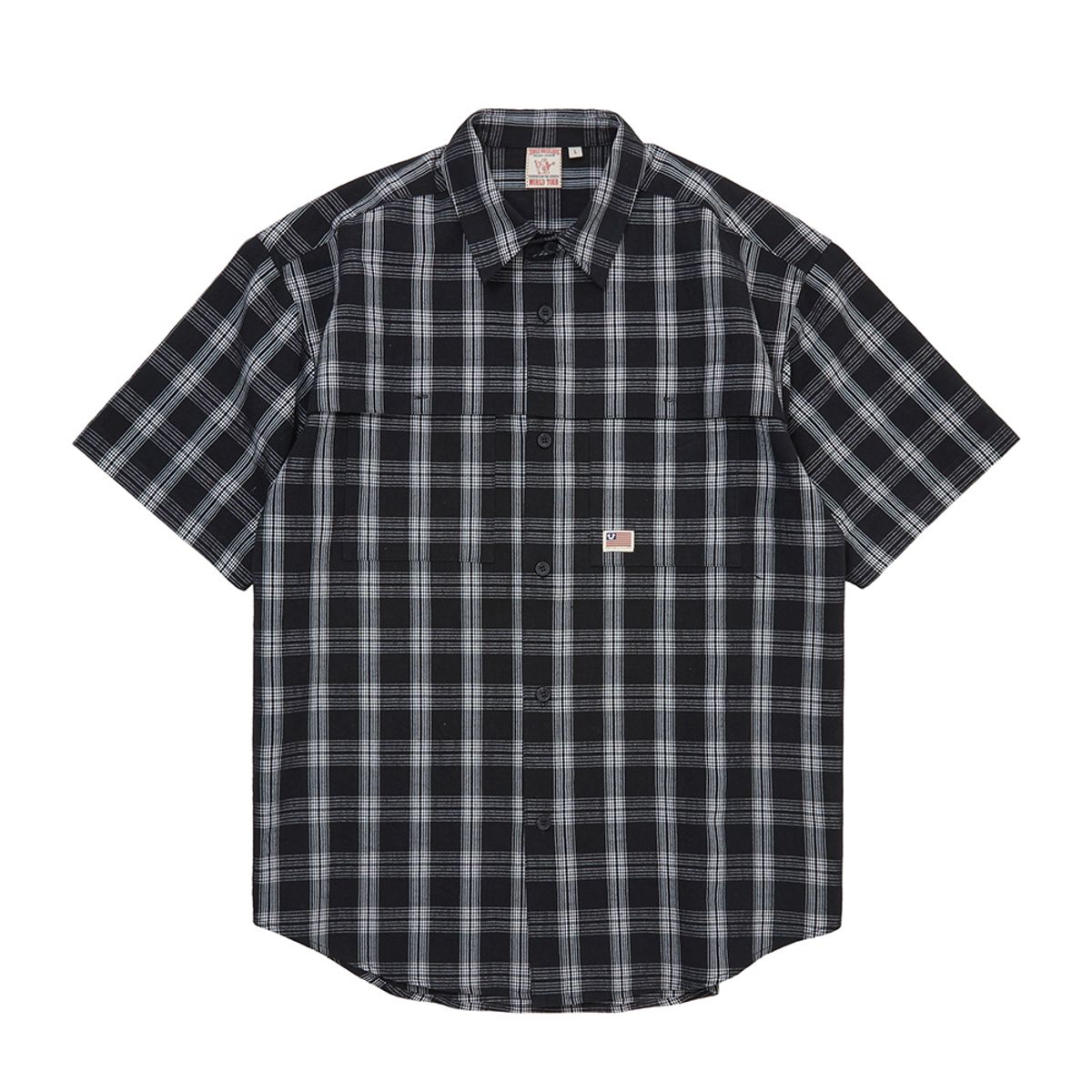트루릴리젼(TRUERELIGION) SHADOW CHECK HALF SHIRT_BLACK