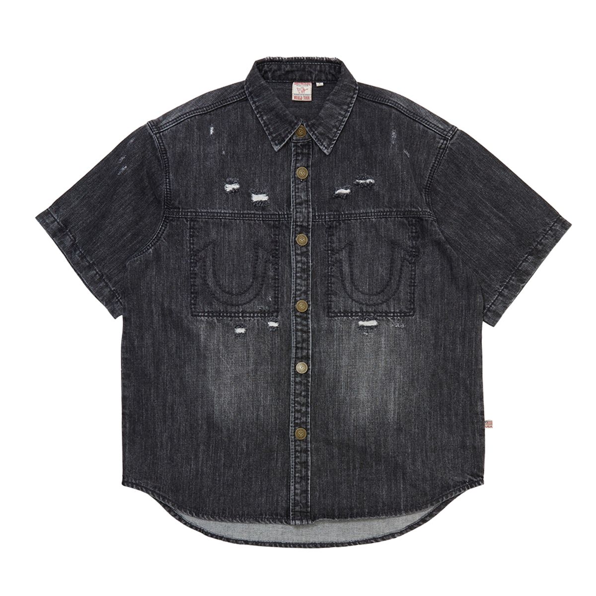 트루릴리젼(TRUERELIGION) WILD DENIM HALF SHIRTS_WASHED BLACK