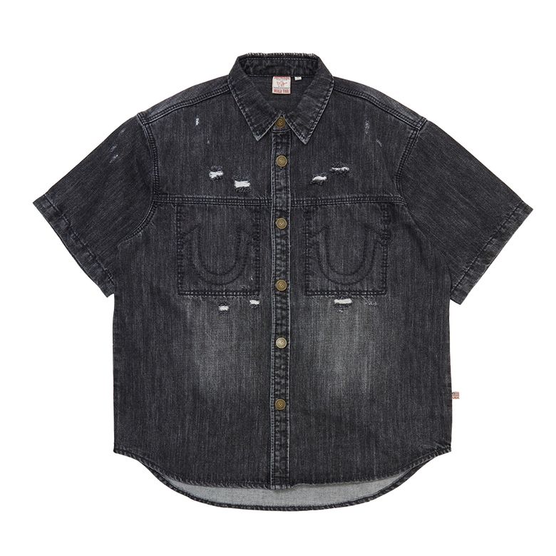 WILD DENIM HALF SHIRTS_WASHED BLACK