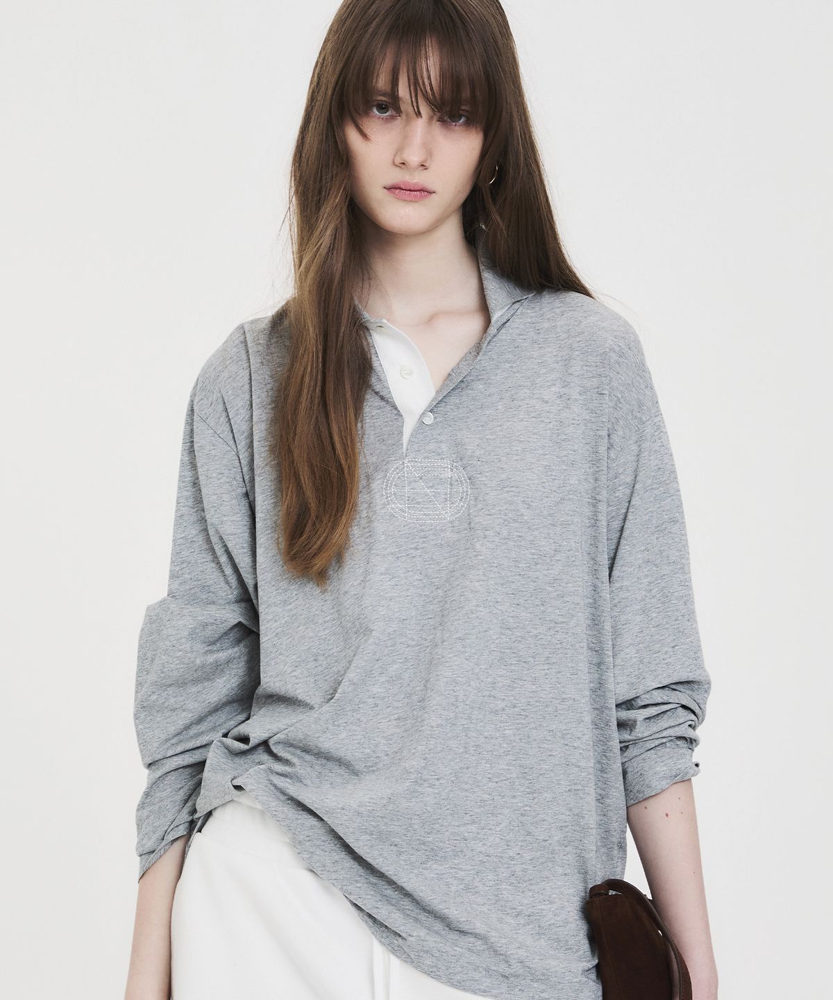 노앙(NOHANT) RELAXED LONG-SLEEVE POLO GRAY