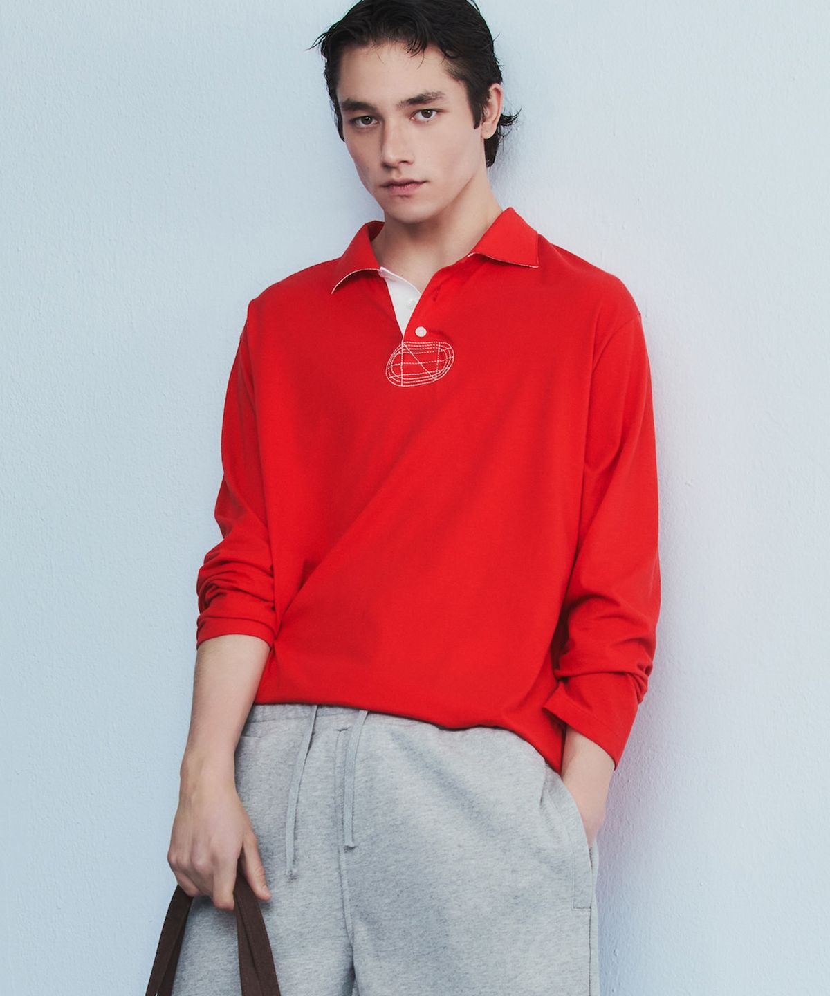 노앙(NOHANT) RELAXED LONG-SLEEVE POLO RED