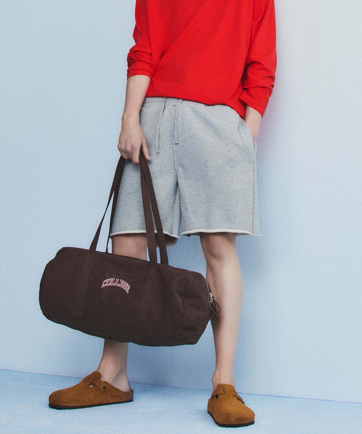 노앙(NOHANT) COLLEGE LOGO SWEAT SHORTS GRAY