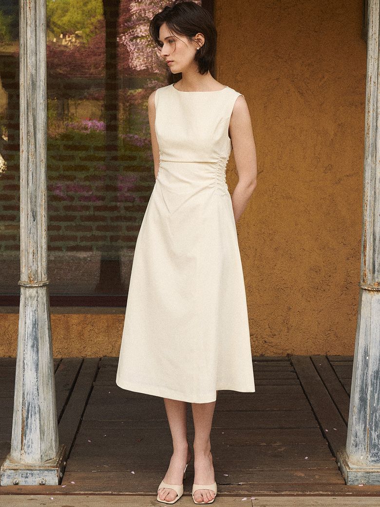 Tia Detail Shirring Dress_2color