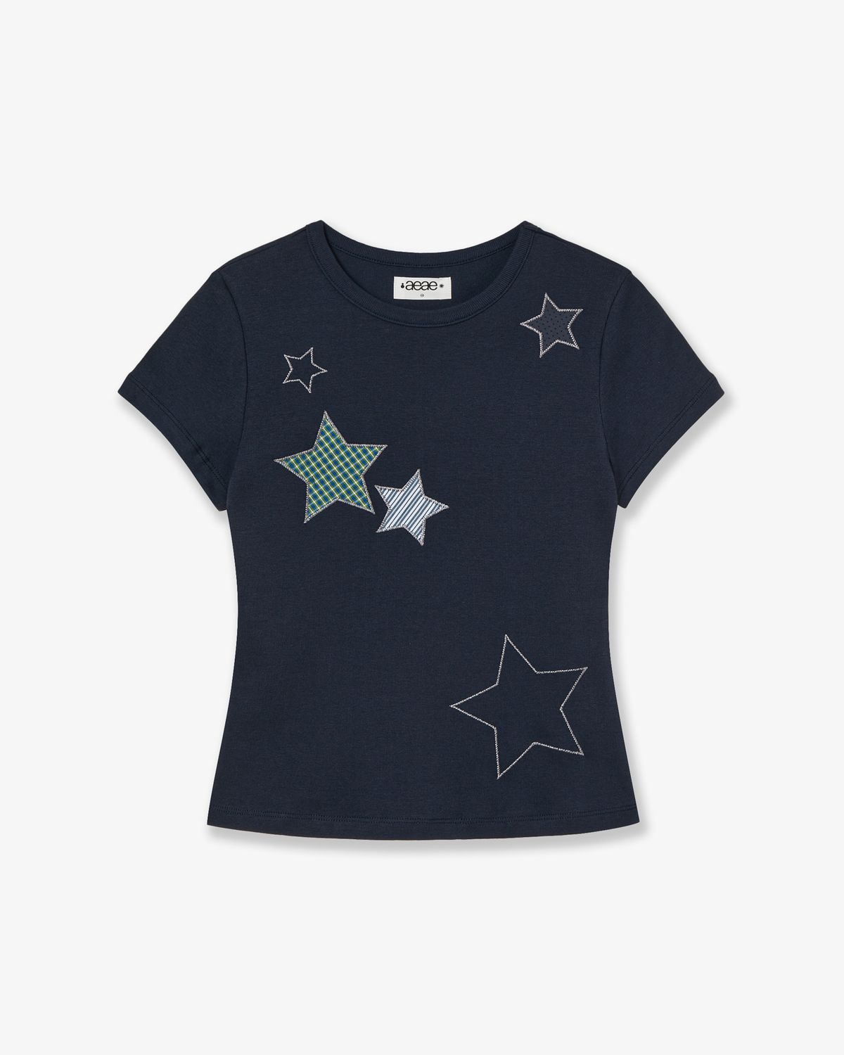 에이이에이이(AEAE) CHECK STAR TEE [NAVY]