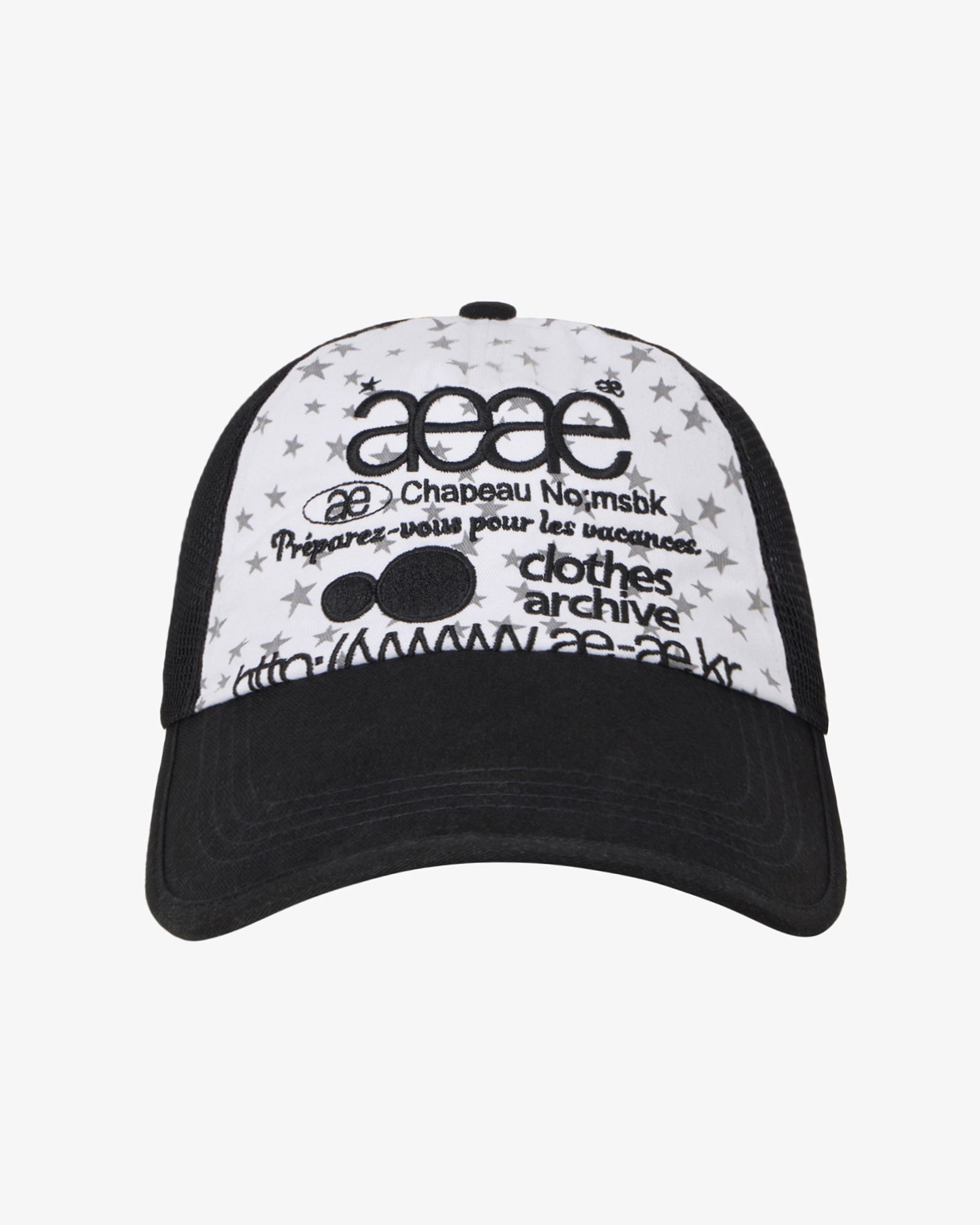 MUSINSA | AEAE WEB LOGO STAR MESH CAP [BLACK]