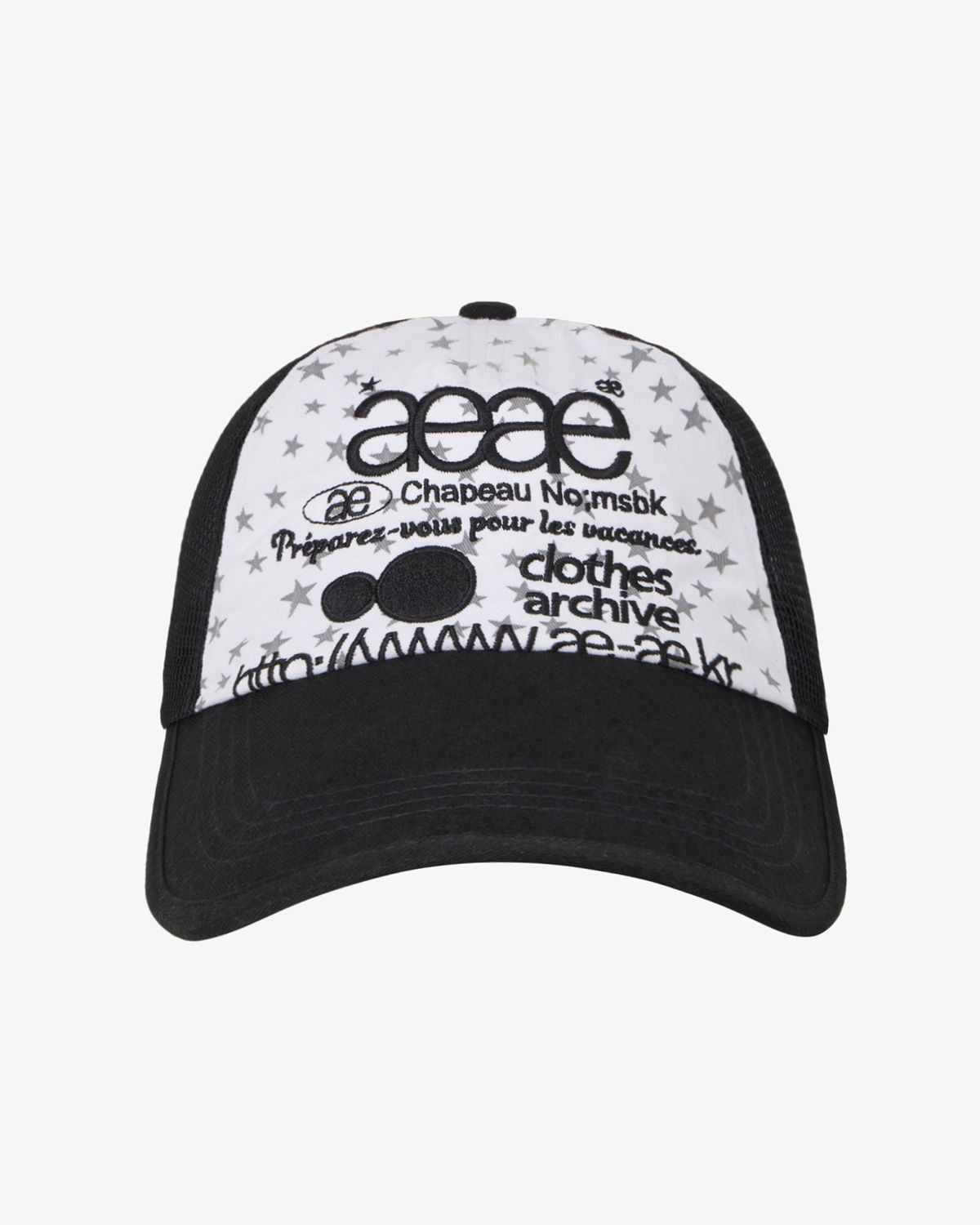 에이이에이이(AEAE) WEB LOGO STAR MESH CAP [BLACK]