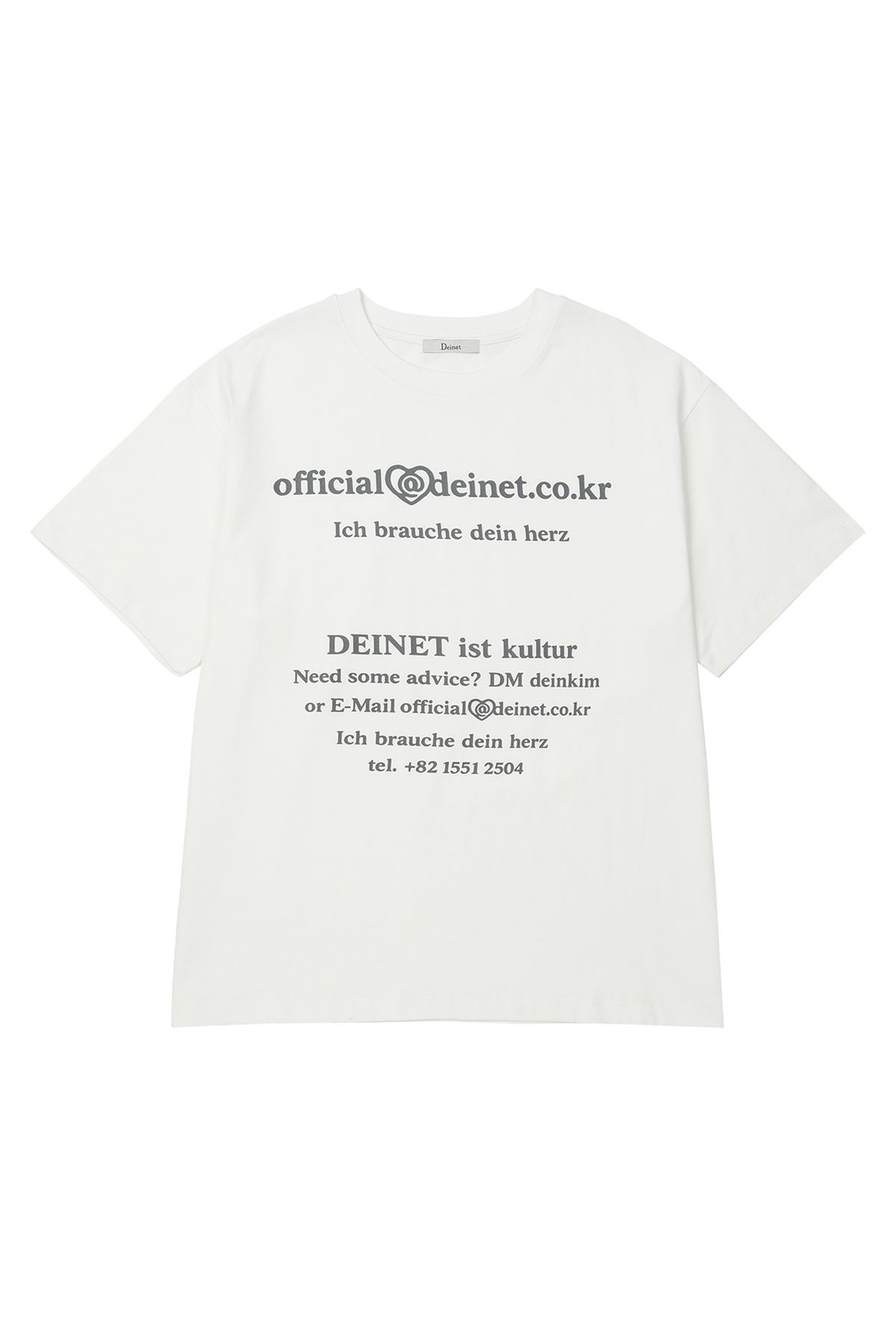 다이닛(DEINET) LETTERING GRAPHIC OVERSIZED T-SHIRT IN WHITE