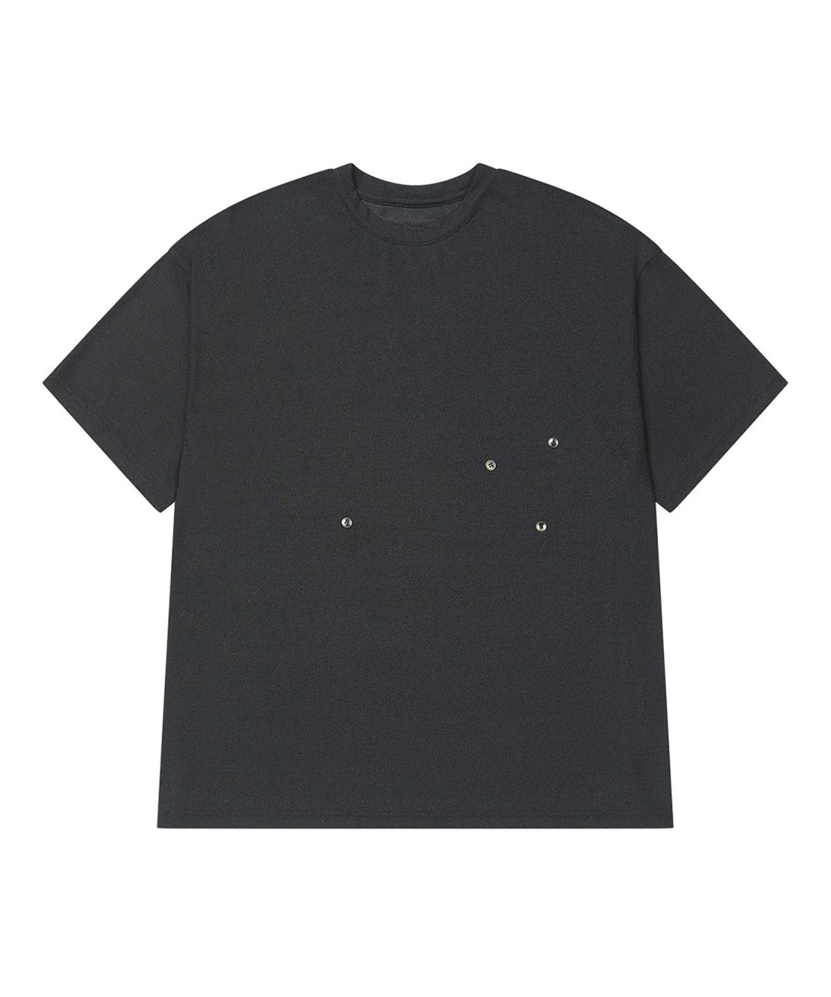 다이닛(DEINET) BUTTON OVERSIZE T-SHIRT IN DARK GREY