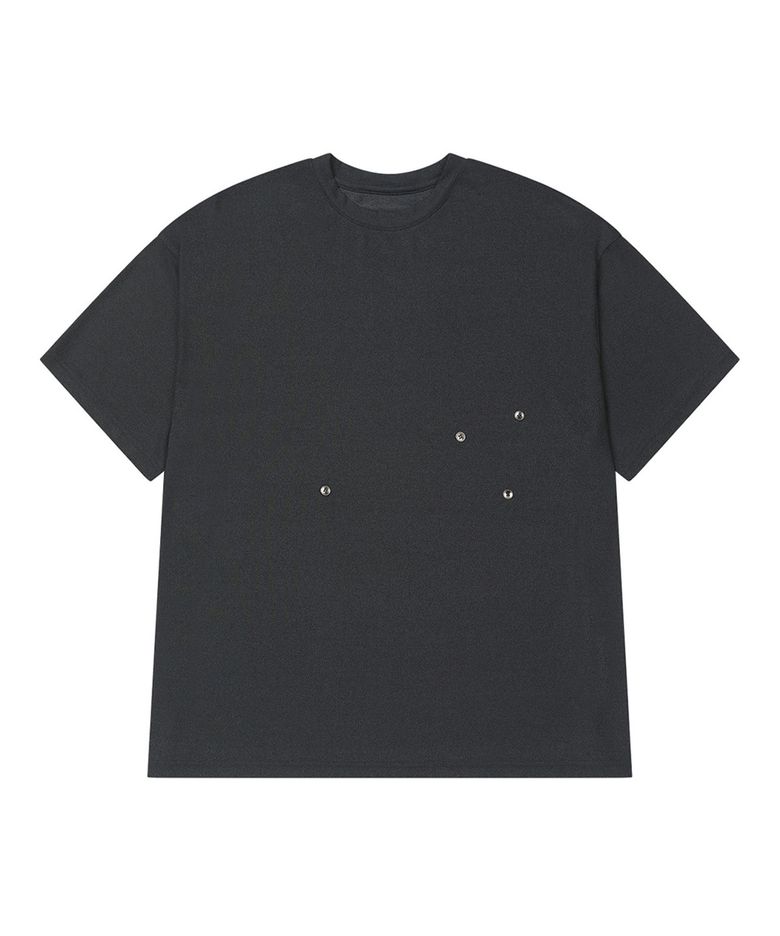 BUTTON OVERSIZE T-SHIRT IN DARK GREY