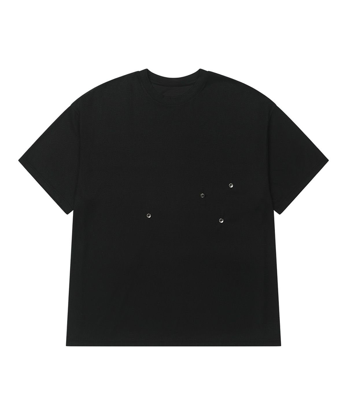 다이닛(DEINET) BUTTON OVERSIZE T-SHIRT IN BLACK