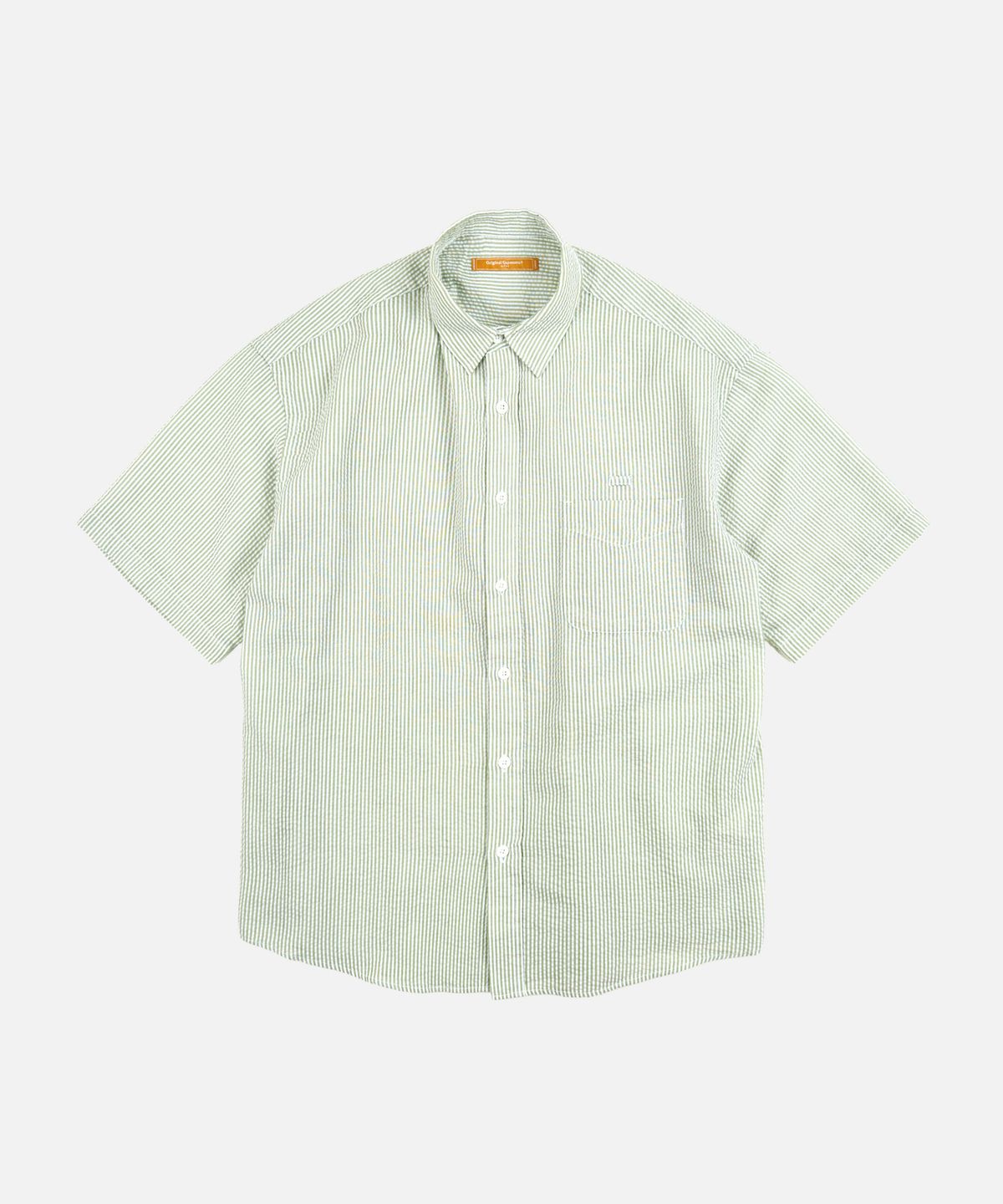 프리즘웍스(FRIZMWORKS) OG STRIPE SEERSUCKER HALF SHIRT _ GREEN