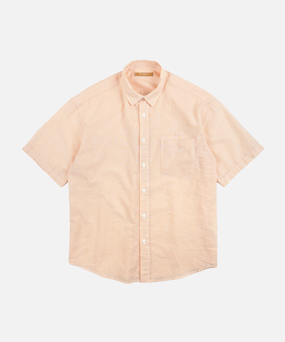 프리즘웍스(FRIZMWORKS) OG STRIPE SEERSUCKER HALF SHIRT _ ORANGE