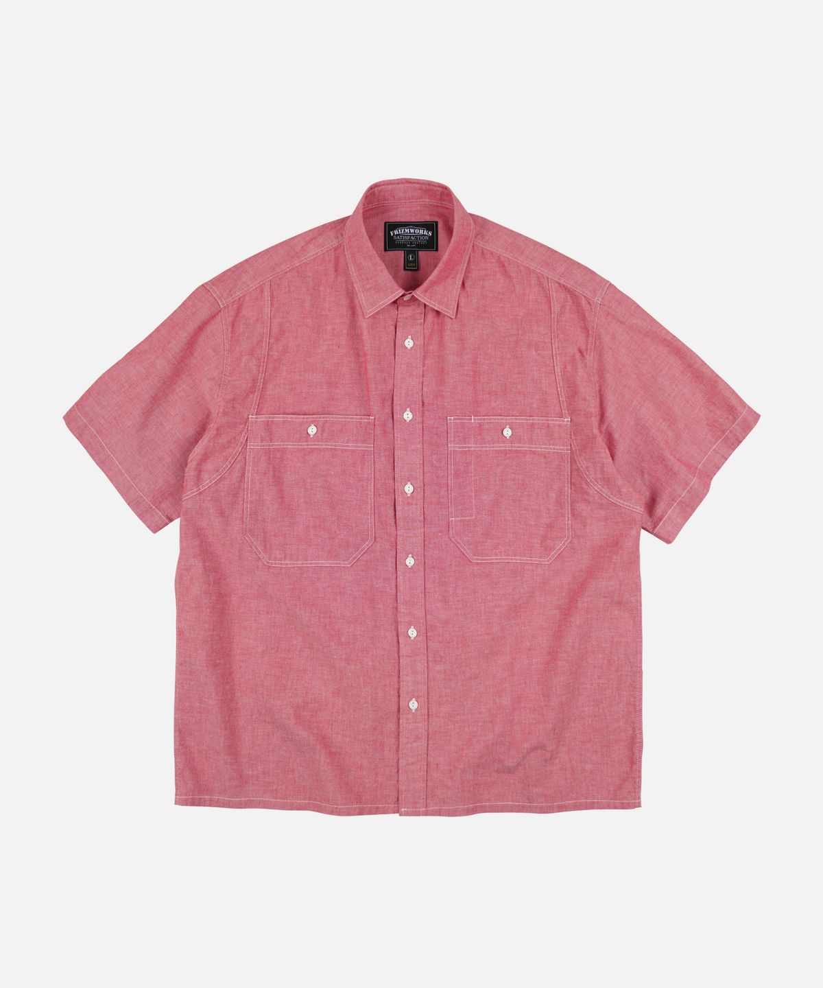 프리즘웍스(FRIZMWORKS) CHAMBRAY BIG POCKET HALF SHIRT _ RED