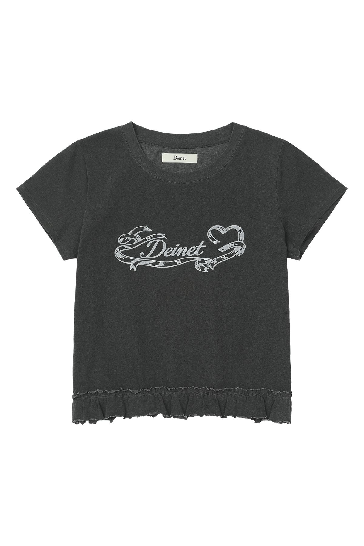 다이닛(DEINET) RUFFLE WASHED T-SHIRT IN CHARCOAL