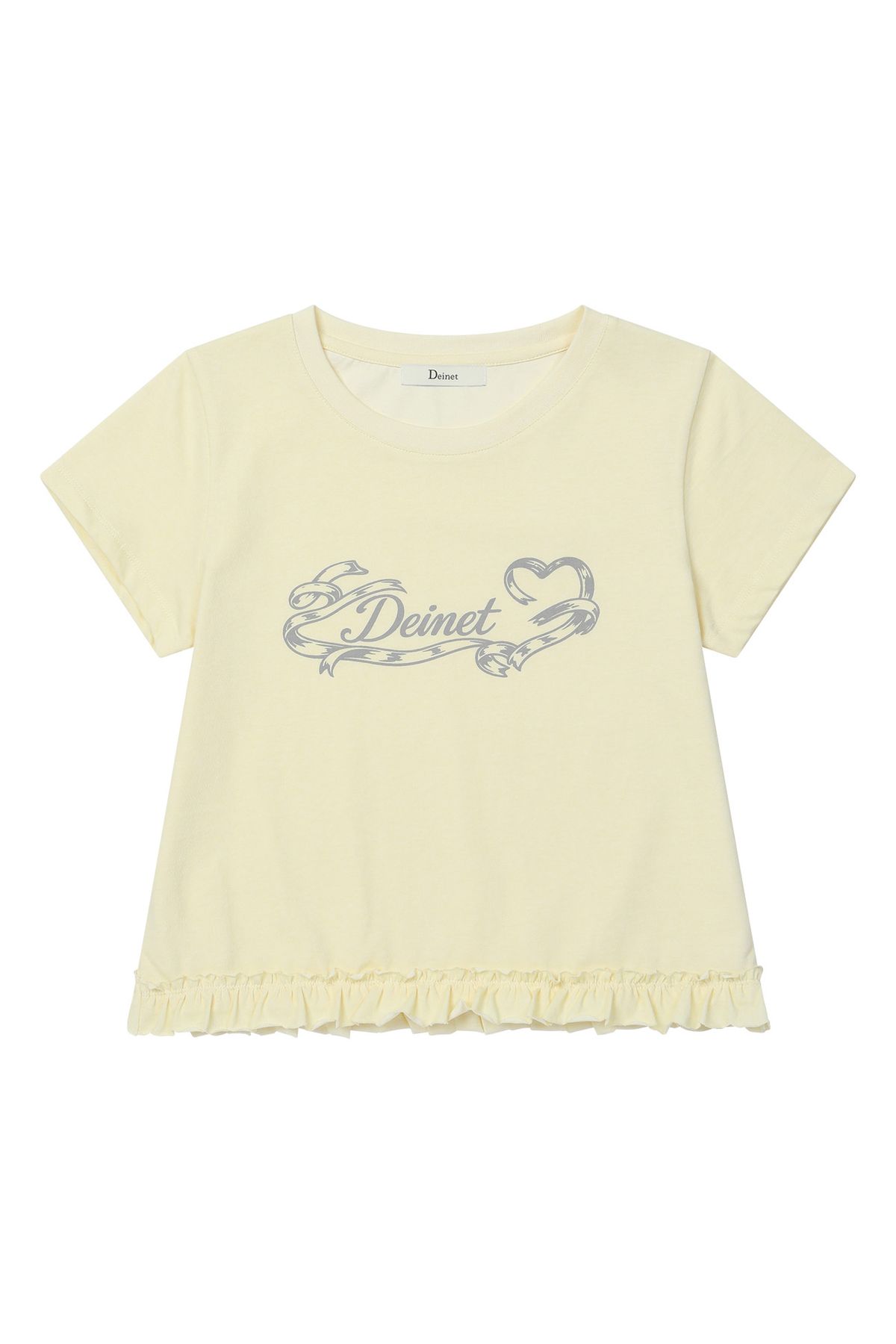 다이닛(DEINET) RUFFLE WASHED T-SHIRT IN YELLOW