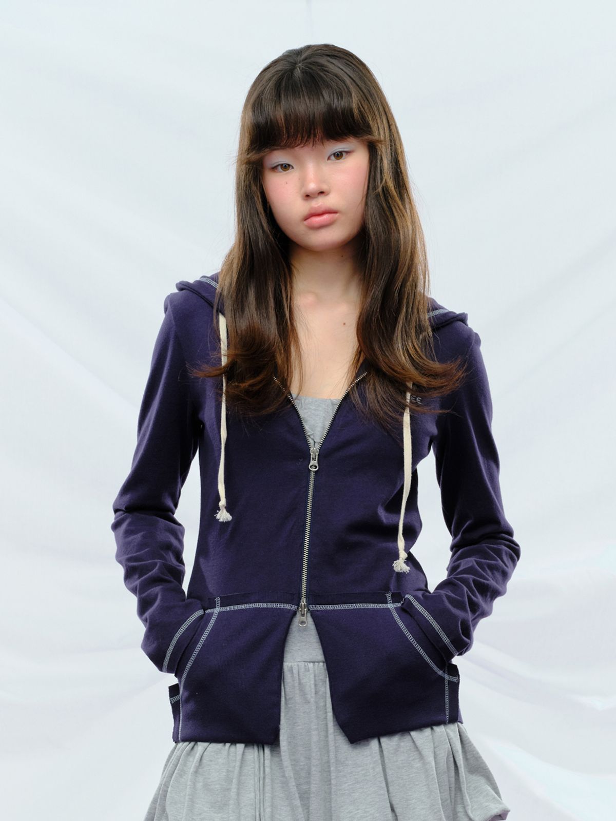 퓨레(PUREE) Dotori zip-up hoodie Navy