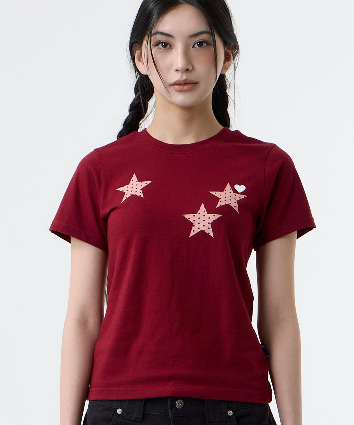 낫띵이즈베럴댄미(NOTHINGISBETTERTHANME) DOT STAR TEE_burgundy