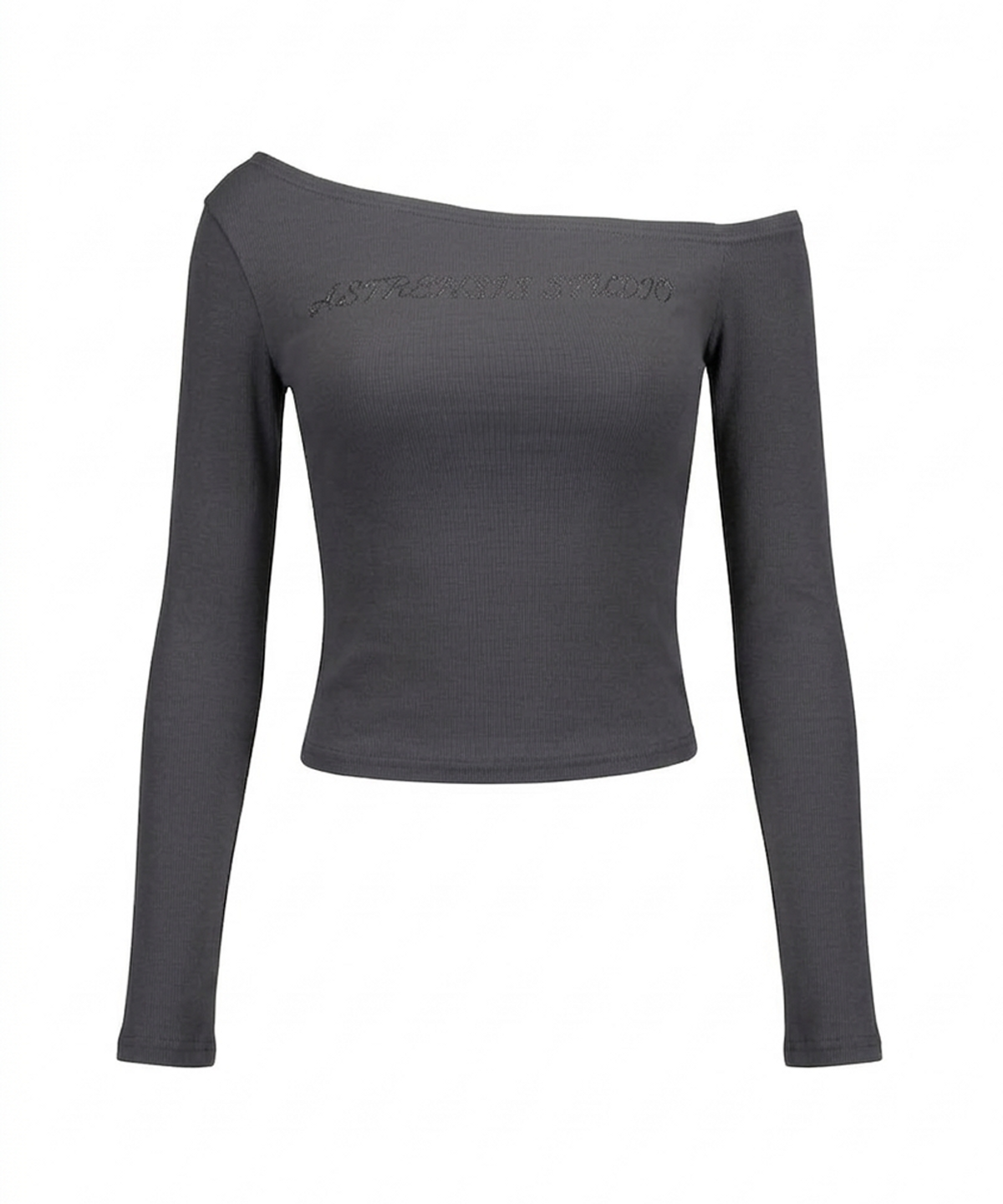 알리에나(ALIENAR) stone logo off long sleeve shirt (GY)