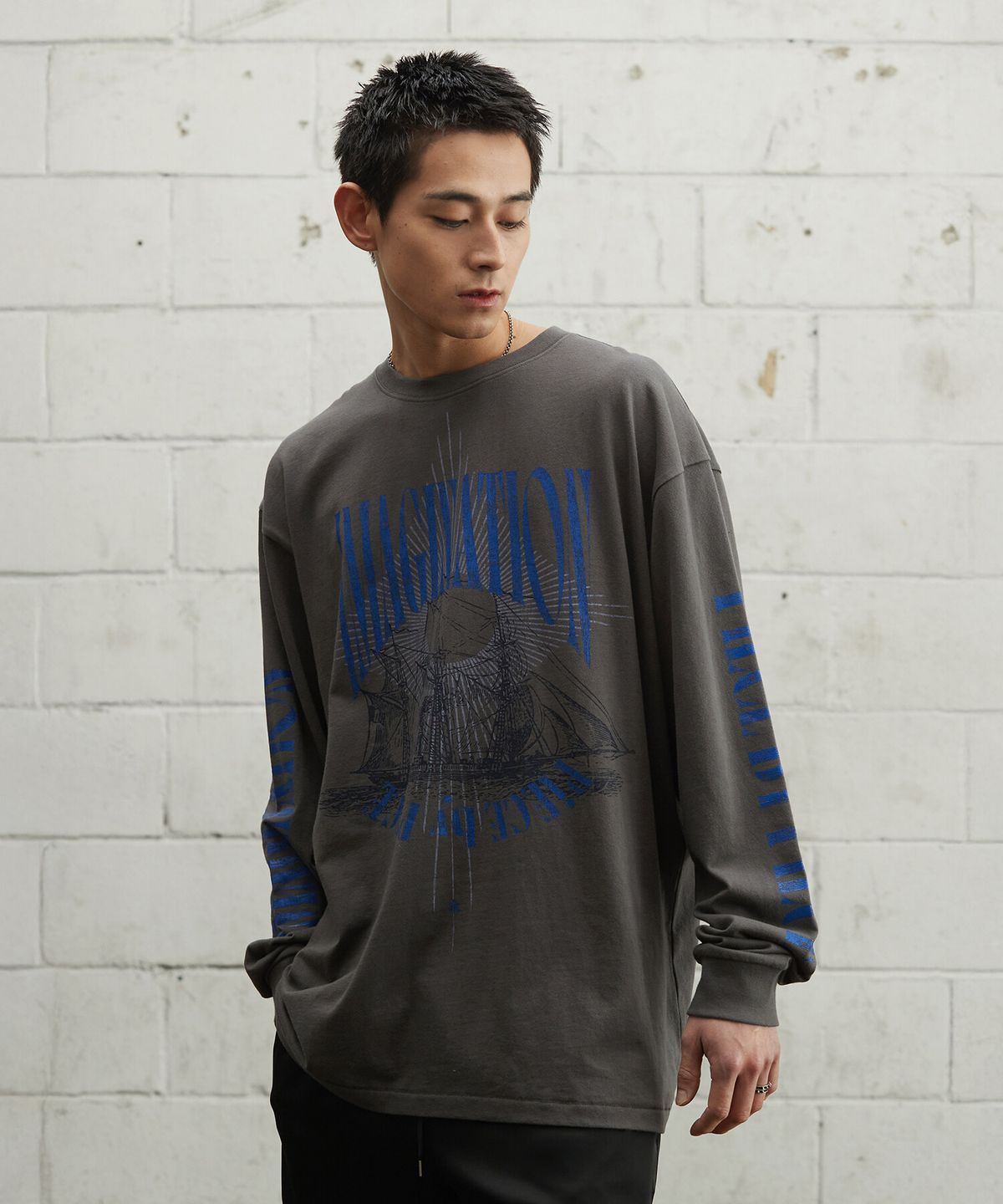 크래키(KRAKKI) [Unisex] Full Print LS Tee_Grey [KR265PUT482]