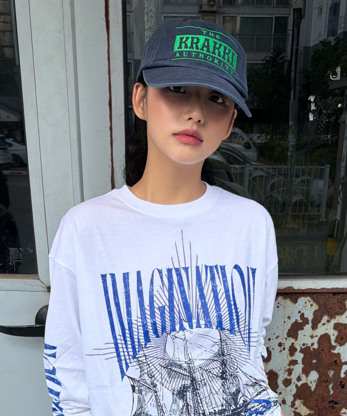 크래키(KRAKKI) [Unisex] Box Logo Cap 02_Navy [KR269POH411]
