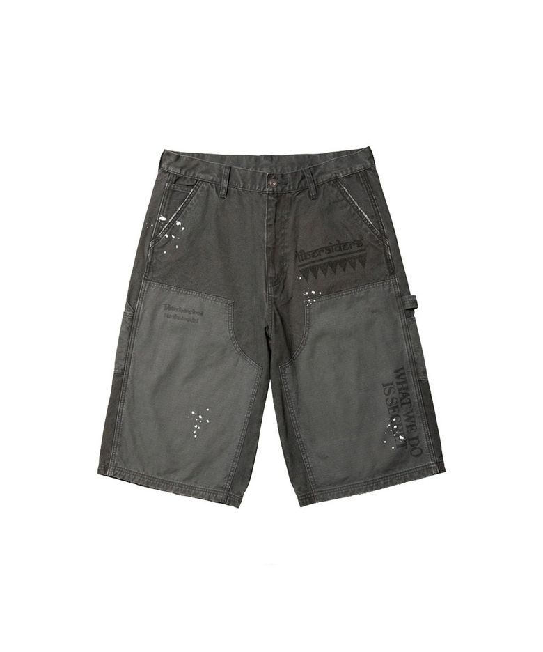 HANDWRITING CANVAS WORK SHORTS - BLACK