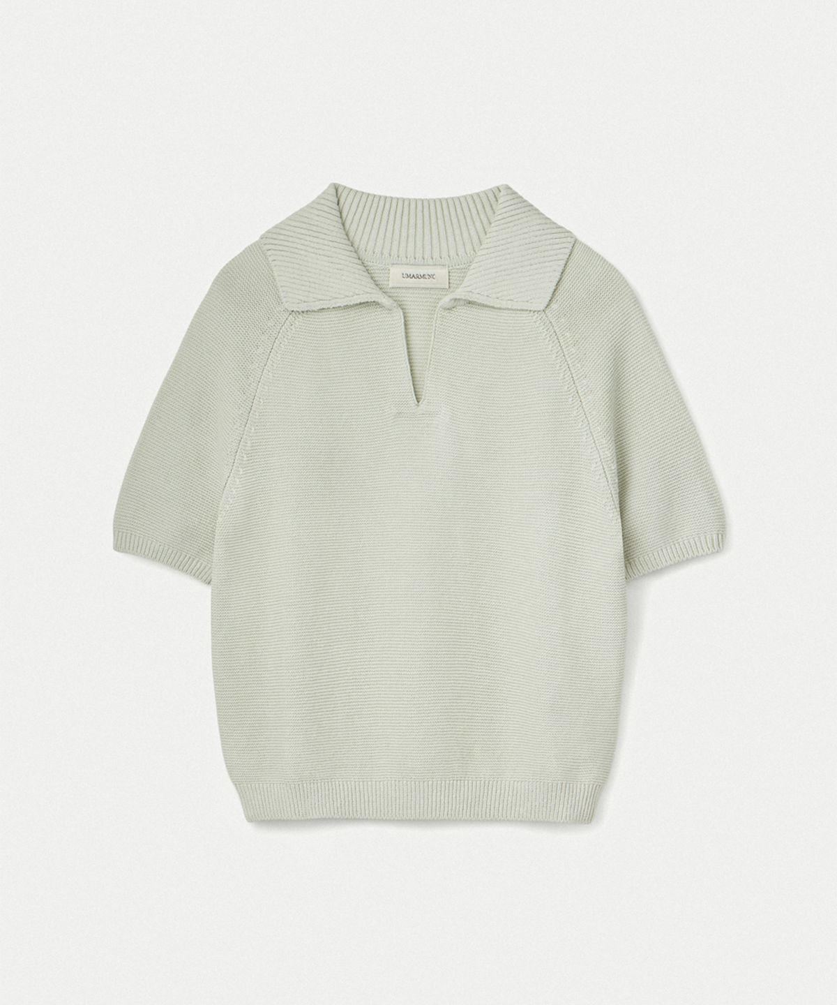 우마뭉(UMARMUNG) Pure Cotton Half Sleeve Collared Pullover_Mint