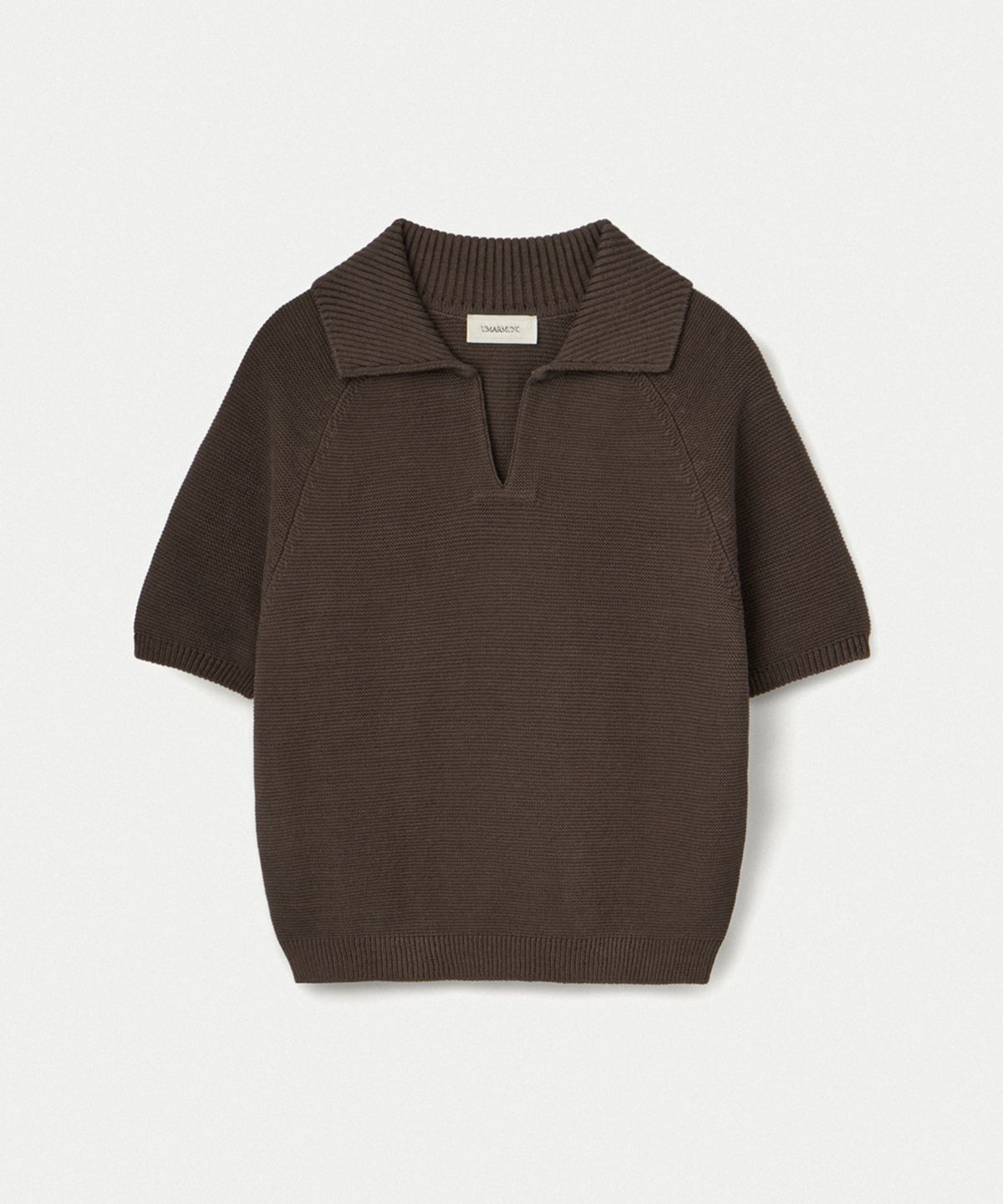 우마뭉(UMARMUNG) Pure Cotton Half Sleeve Collared Pullover_Brown