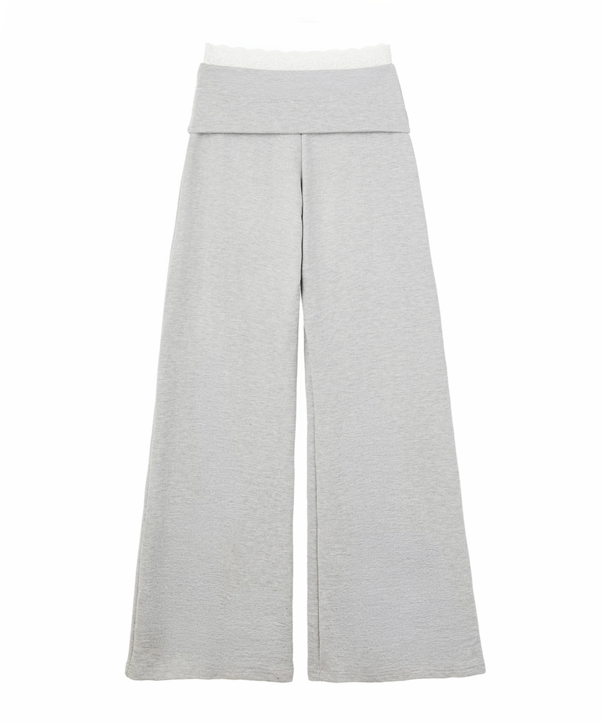 알리에나(ALIENAR) Lace trim silhouette folding pants (GY)