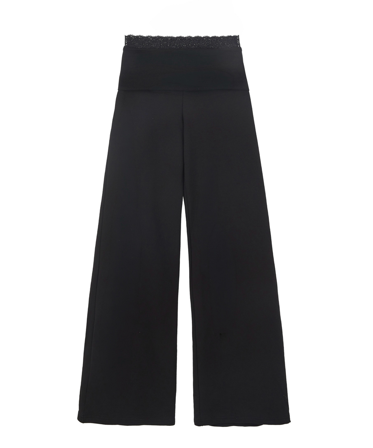 알리에나(ALIENAR) Lace trim silhouette folding pants (BK)