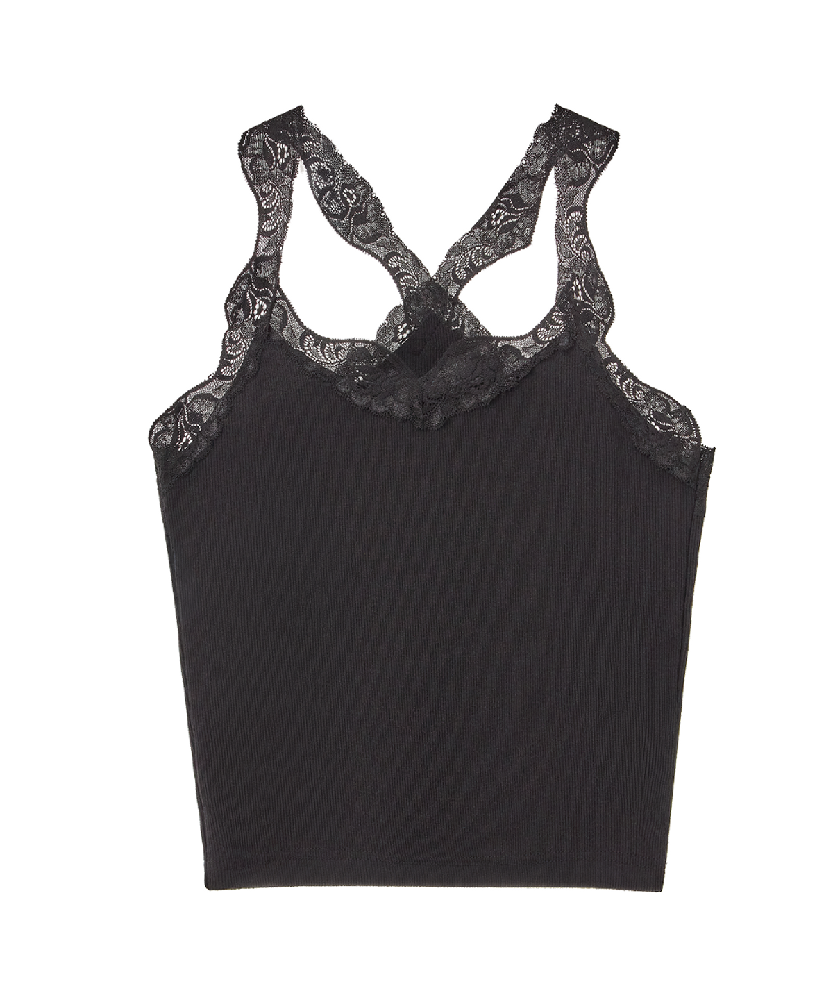 알리에나(ALIENAR) scalloped lace halter top sleeveless (BK)