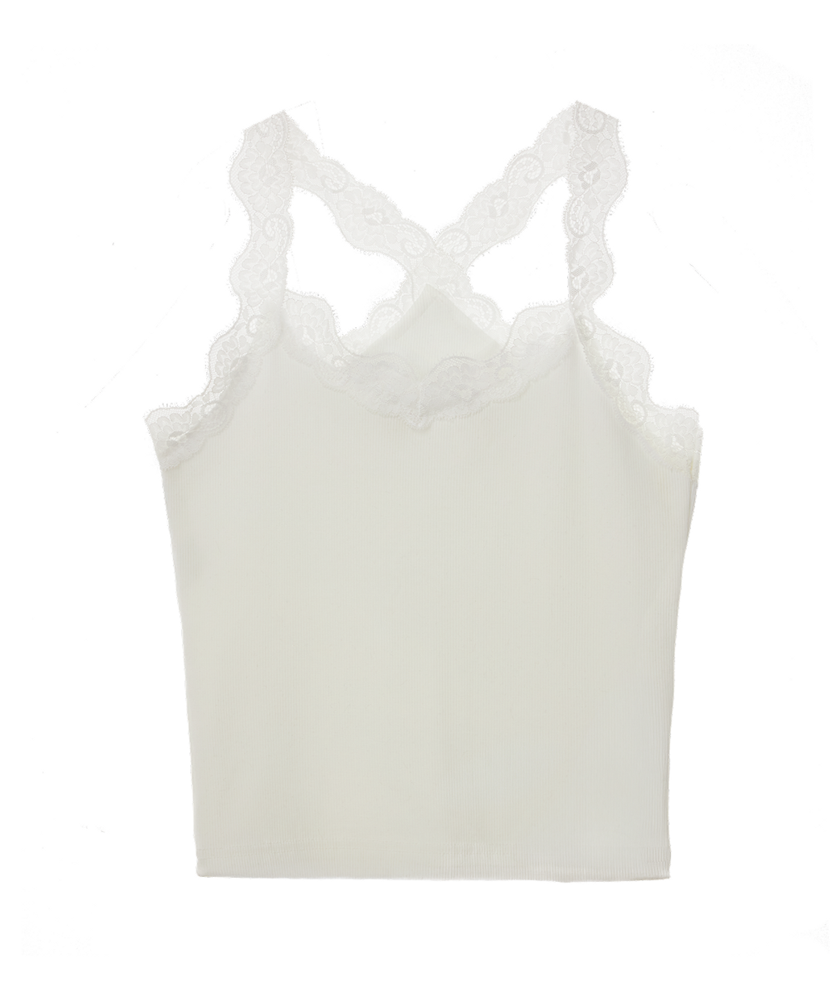 알리에나(ALIENAR) scalloped lace halter top sleeveless (IV)