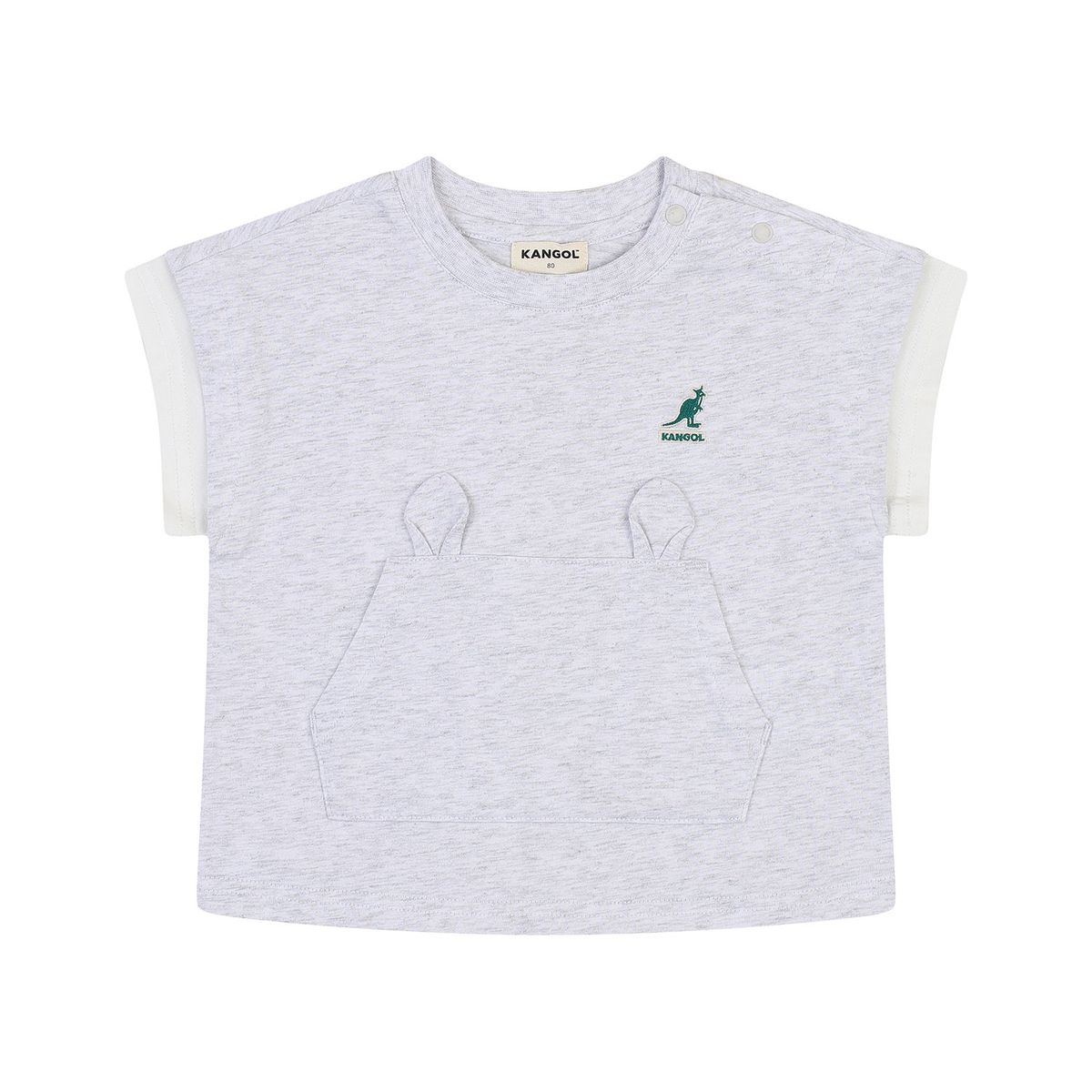 캉골키즈(KANGOL KIDS) [베이비] 시그니처 캥거루 레이어드 티셔츠 SB 0C21 멜란지 그레이
